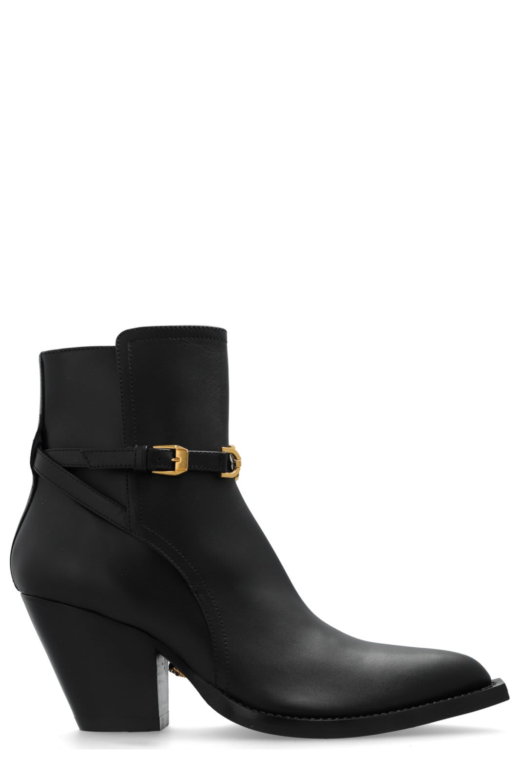 Shop Versace Medusa 95 Pointed Toe Ankle Boots In Black