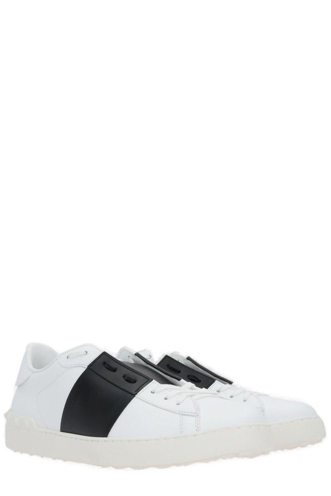 Shop Valentino Garavani Open Lace-up Sneakers In Bianco/nero/bianco