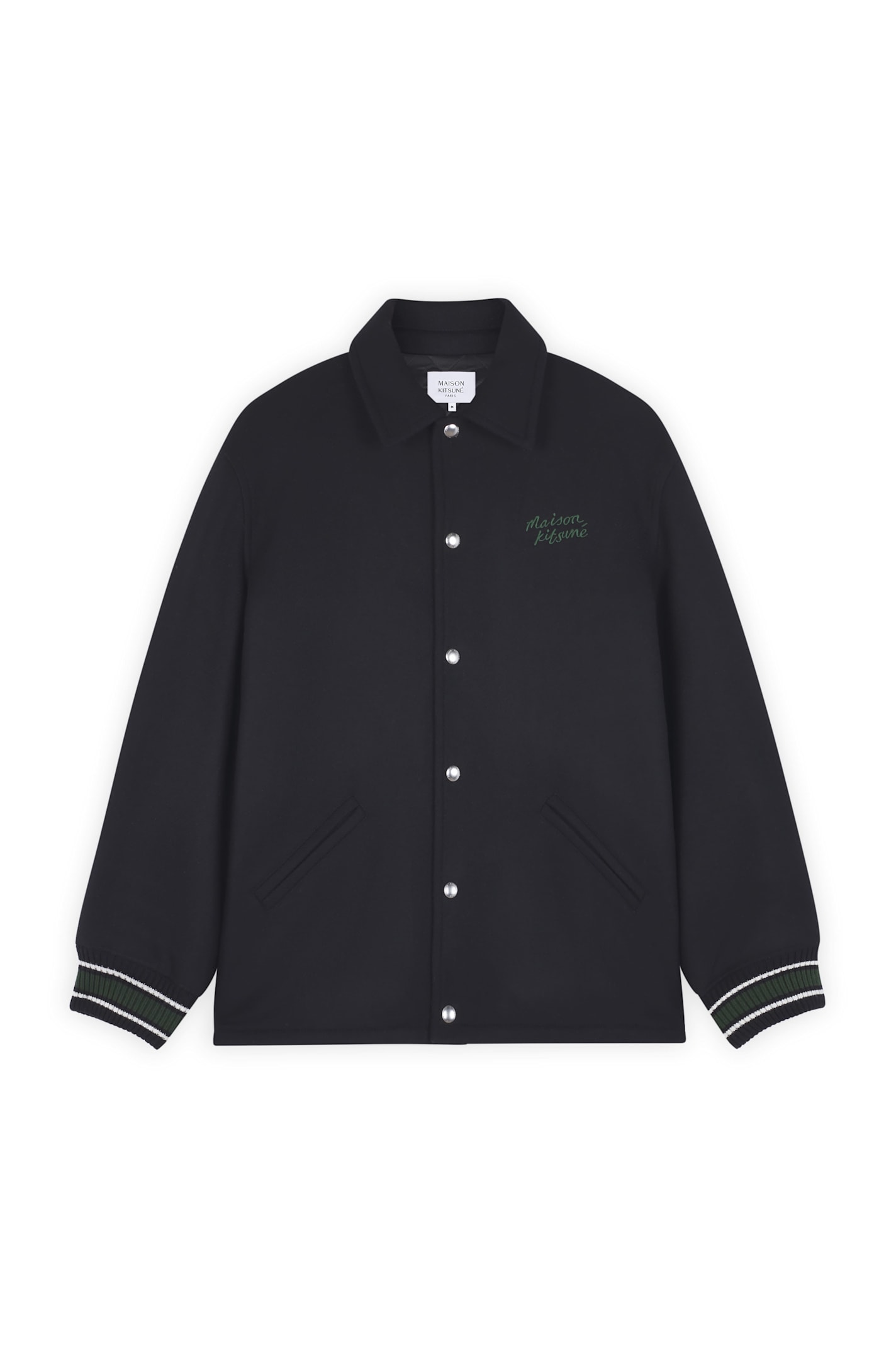 Maison Kitsuné Mountain Fox Patch Wool Varsity Jacket In Black