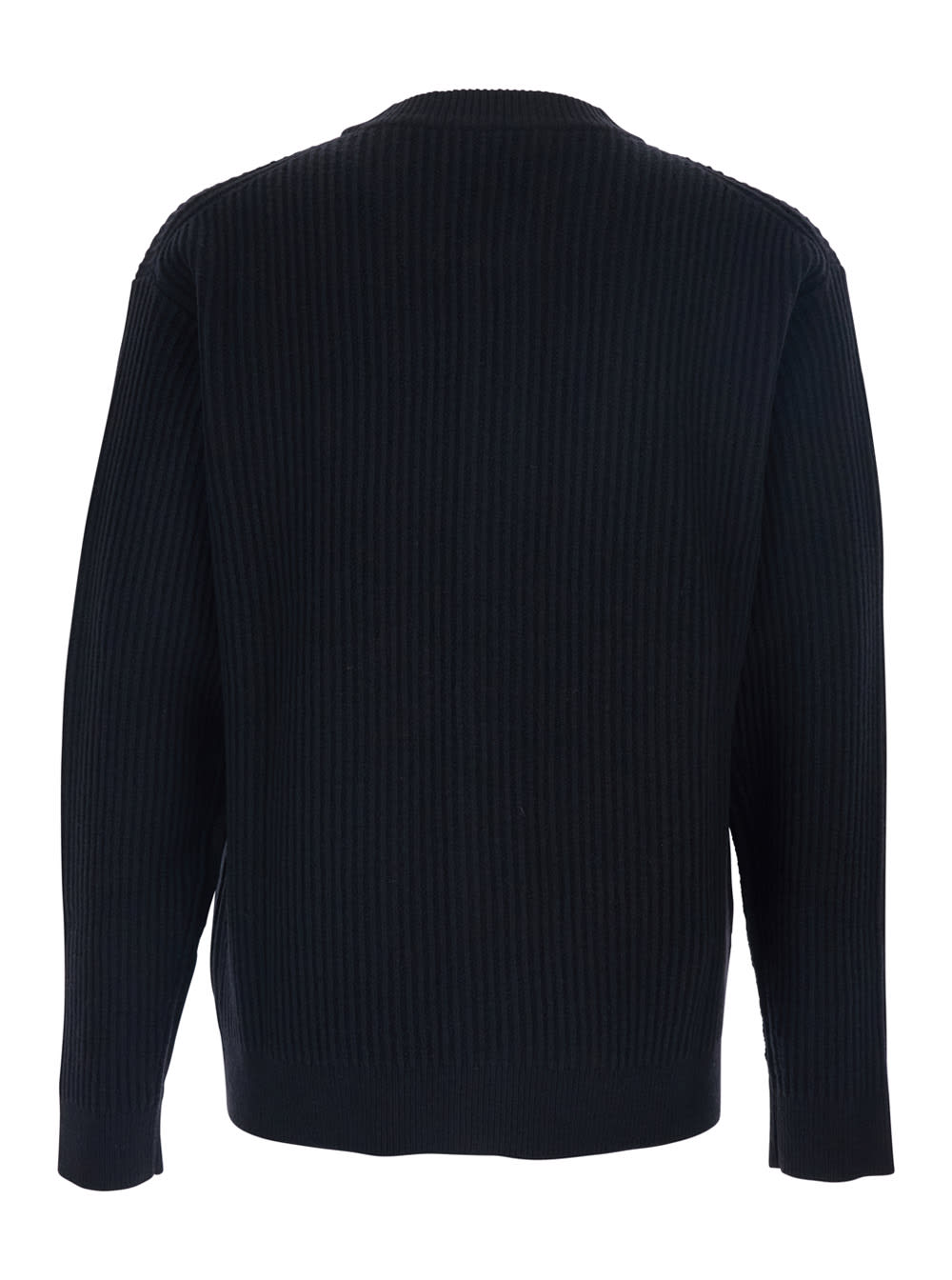 Maison Kitsuné Fox Head Wool Ribbed Cardigan Clothing In Black