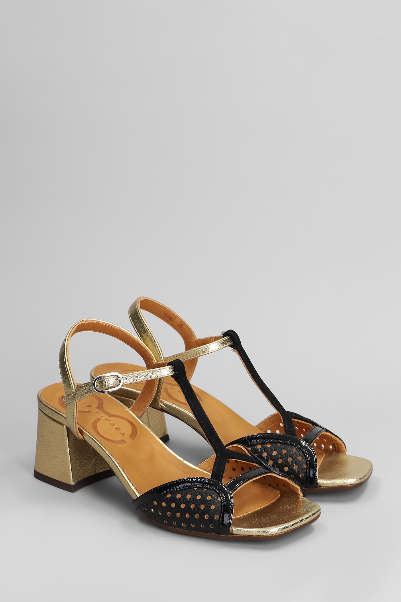 Chie Mihara Sandals In Black Leather And Fabric In Black