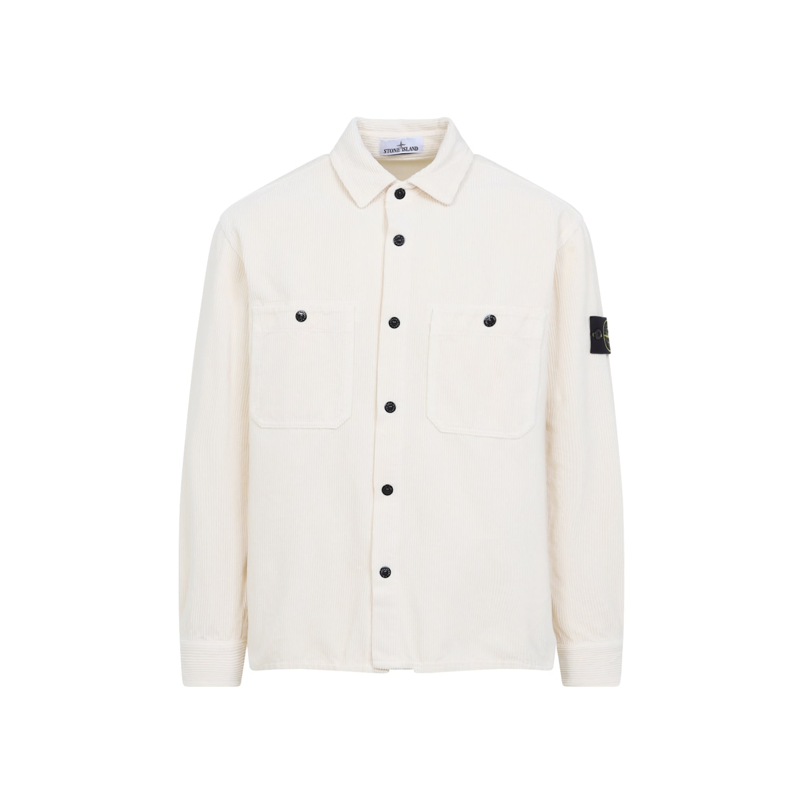 Stone Island Ivory White Cotton Overshirt In Neutral