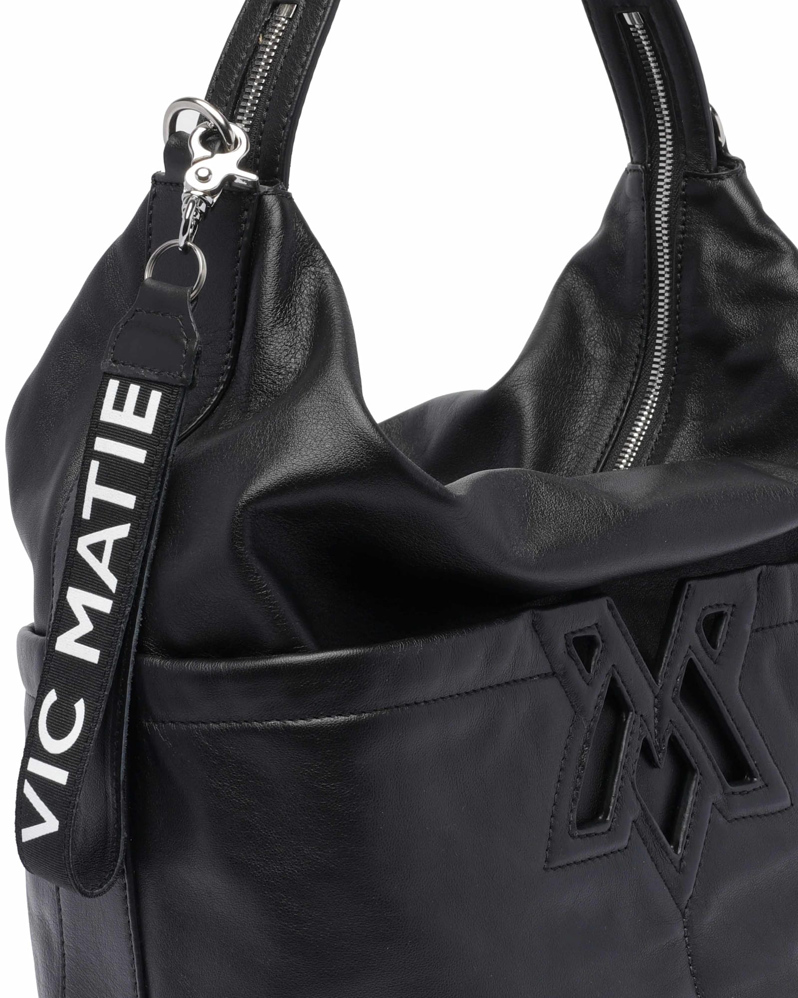 Vic Matie Leather Shoulder Bag In Black