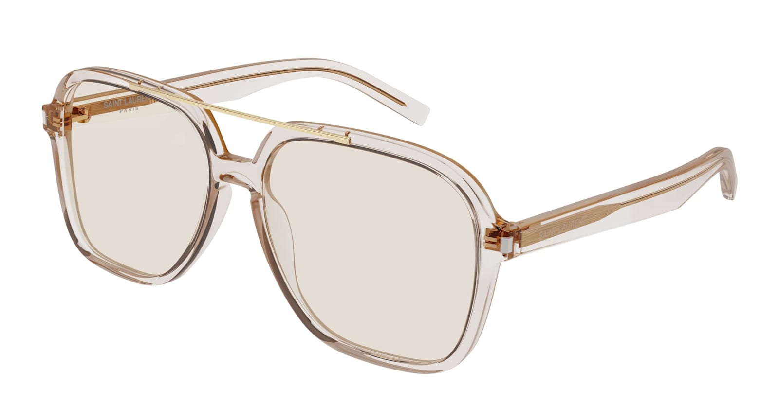 Saint Laurent Sl 545 Linea Corner Angle 002 Beige Beige Yellow Sunglasses In Transparent