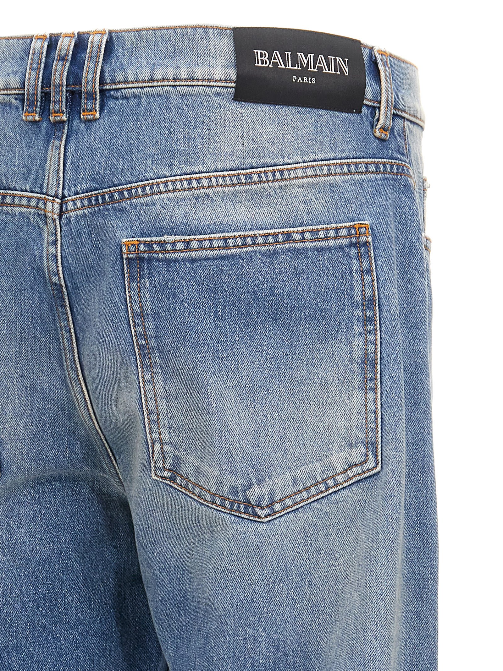 Balmain Blue Straight Fit Jeans In Blue