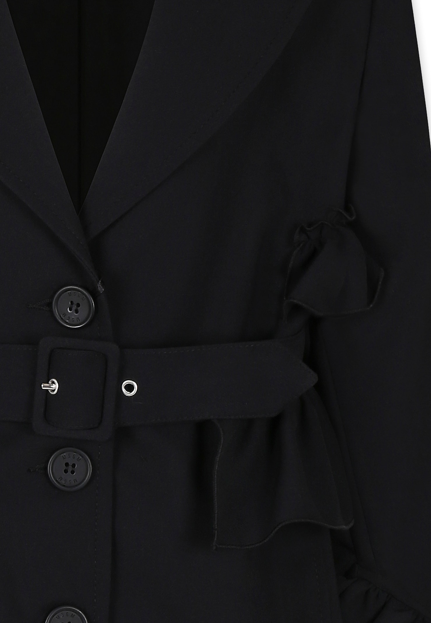 Msgm Black Coat For Girl With Logo In Black