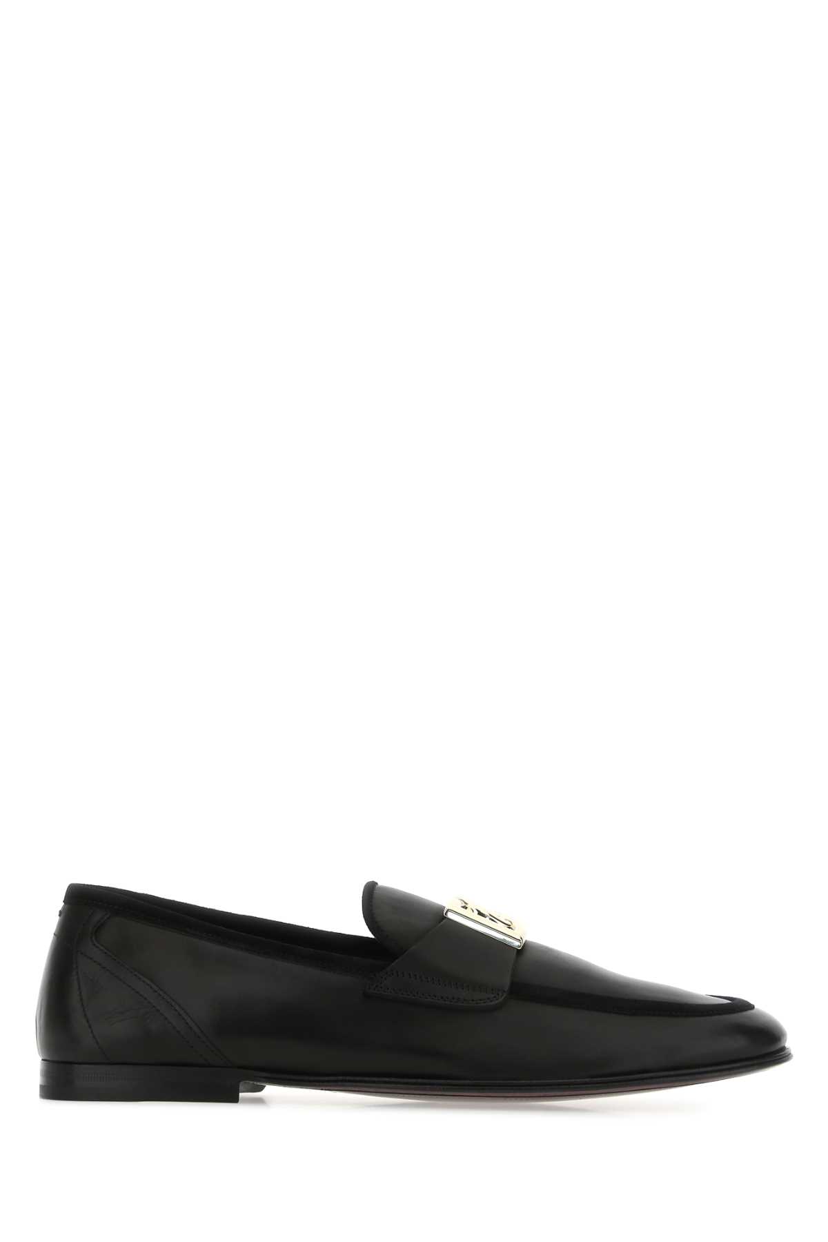 Shop Dolce & Gabbana Black Leather Loafers In 80999