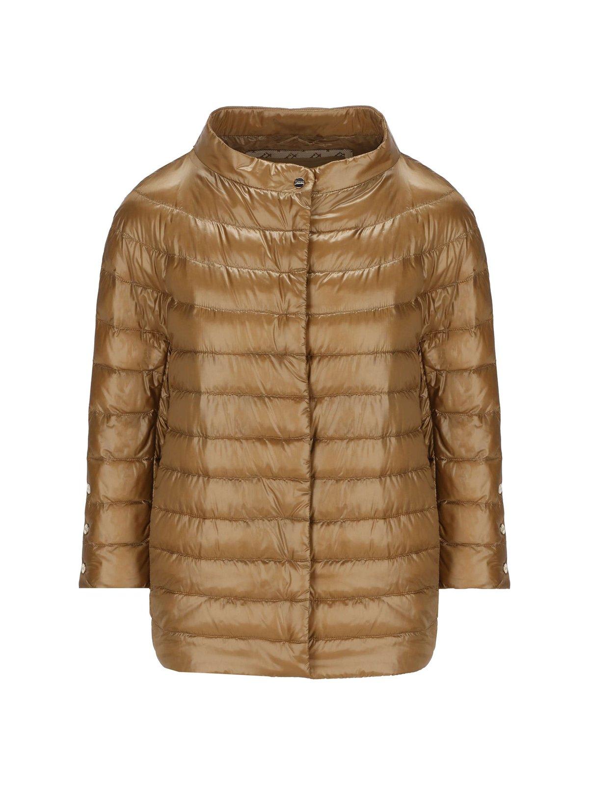Shop Herno Mock Neck Puffer Jacket In Cammello