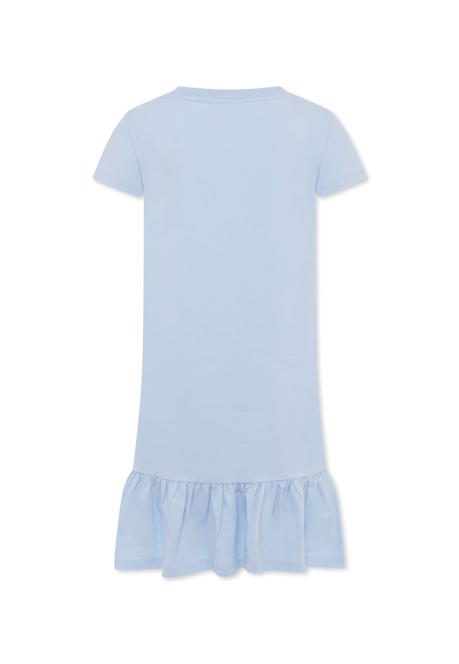 Mc2 Saint Barth Light Blue Dress For Girl With Logo In Blue