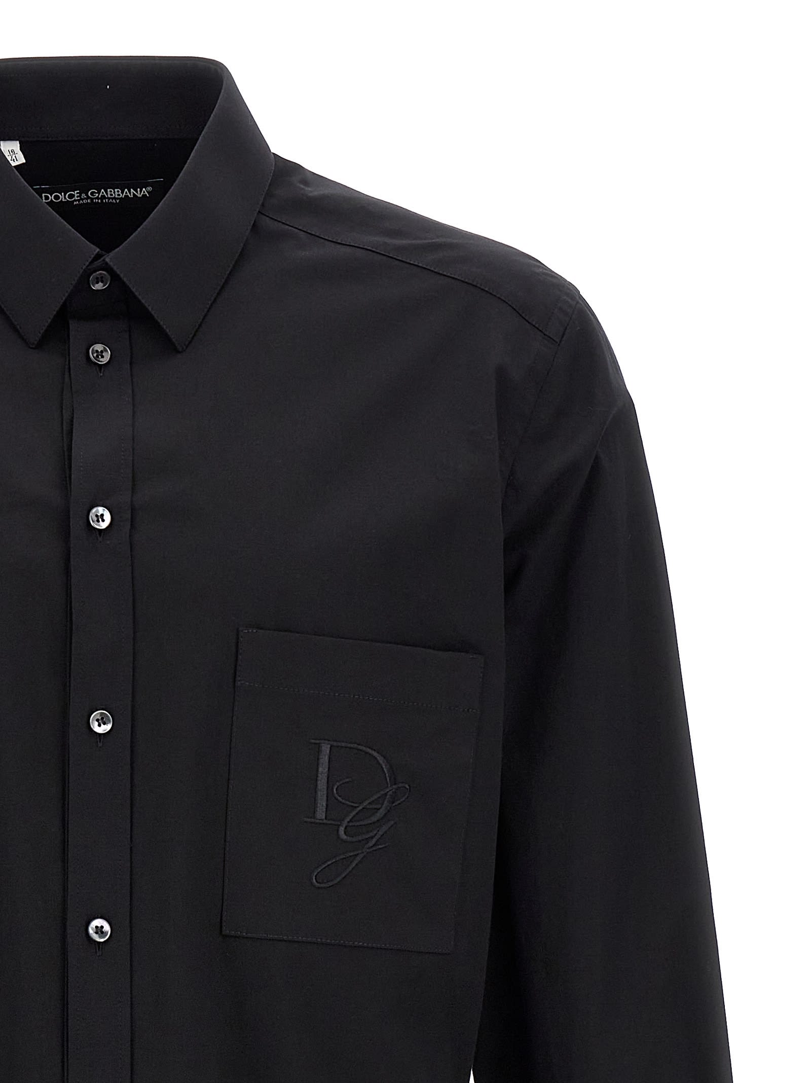 Shop Dolce & Gabbana Logo Embroidery Shirt In Black