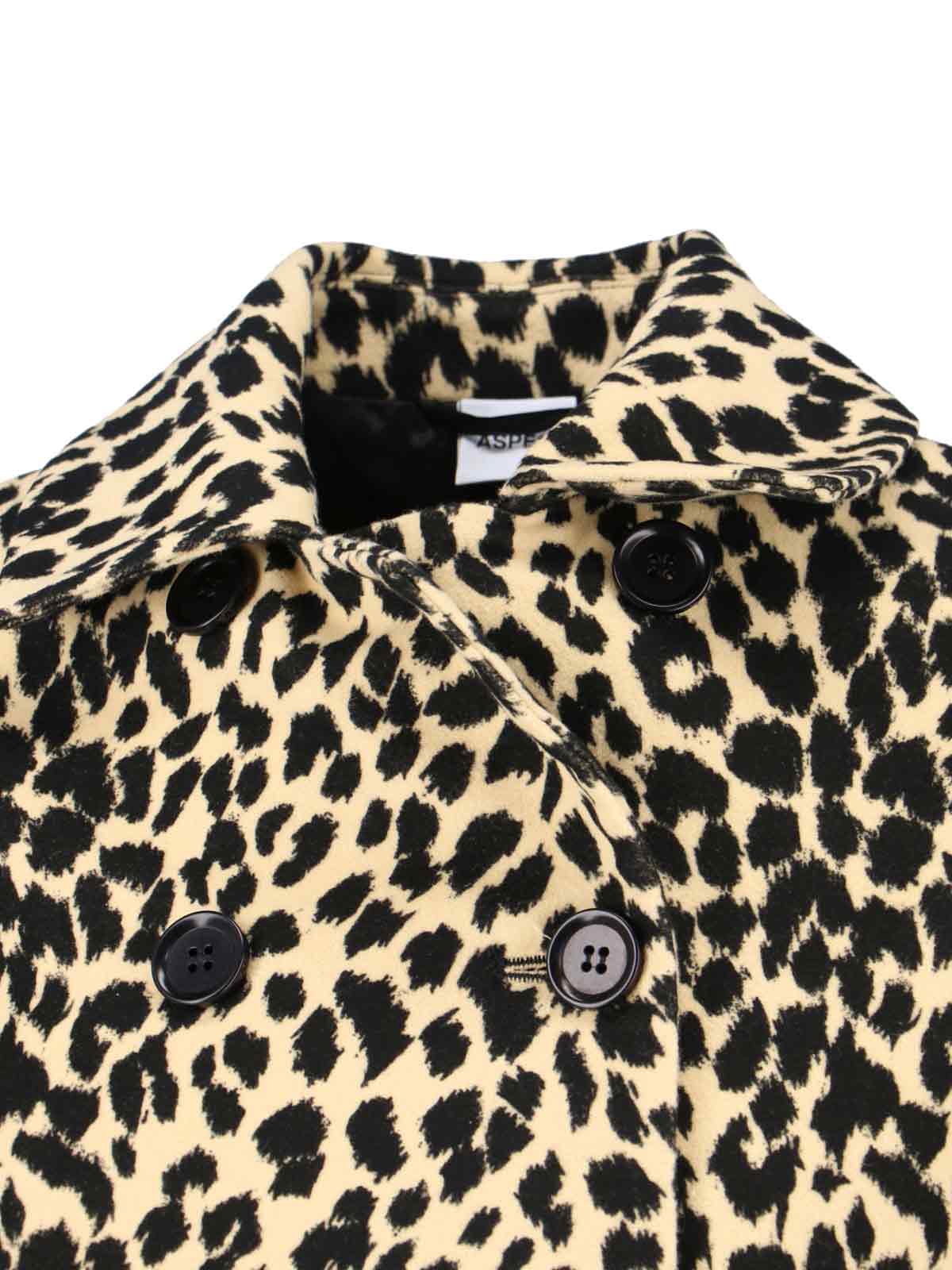 Aspesi Animal Print Double Breasted Jacket With Pockets In Brown