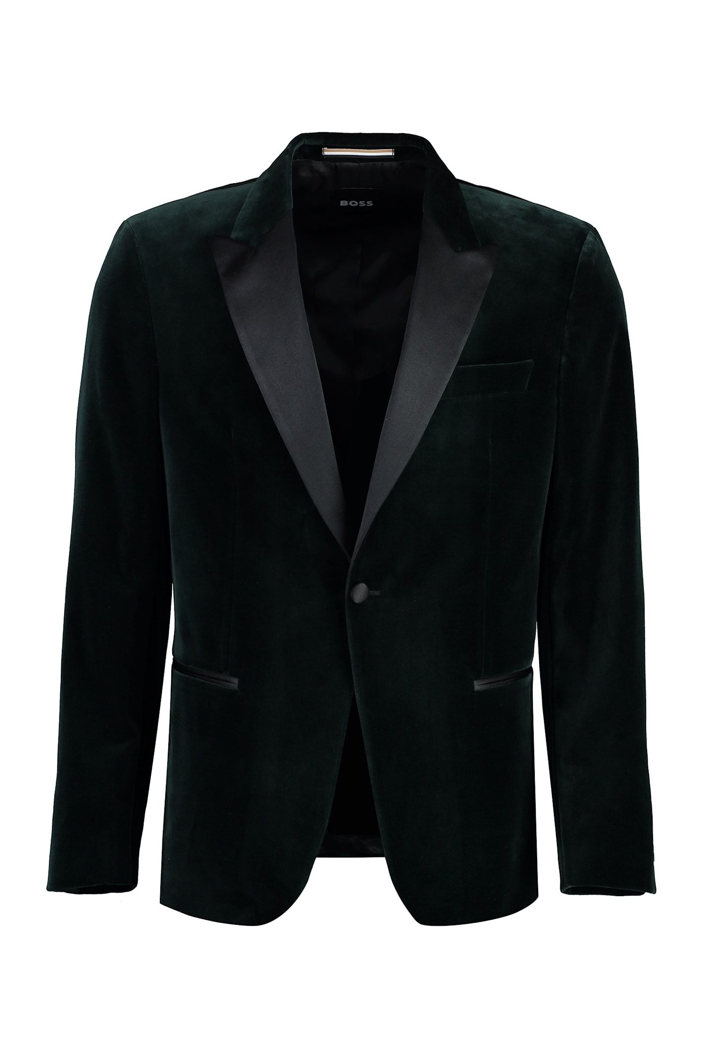 Shop Hugo Boss Single-breasted Velvet Jacket In Green