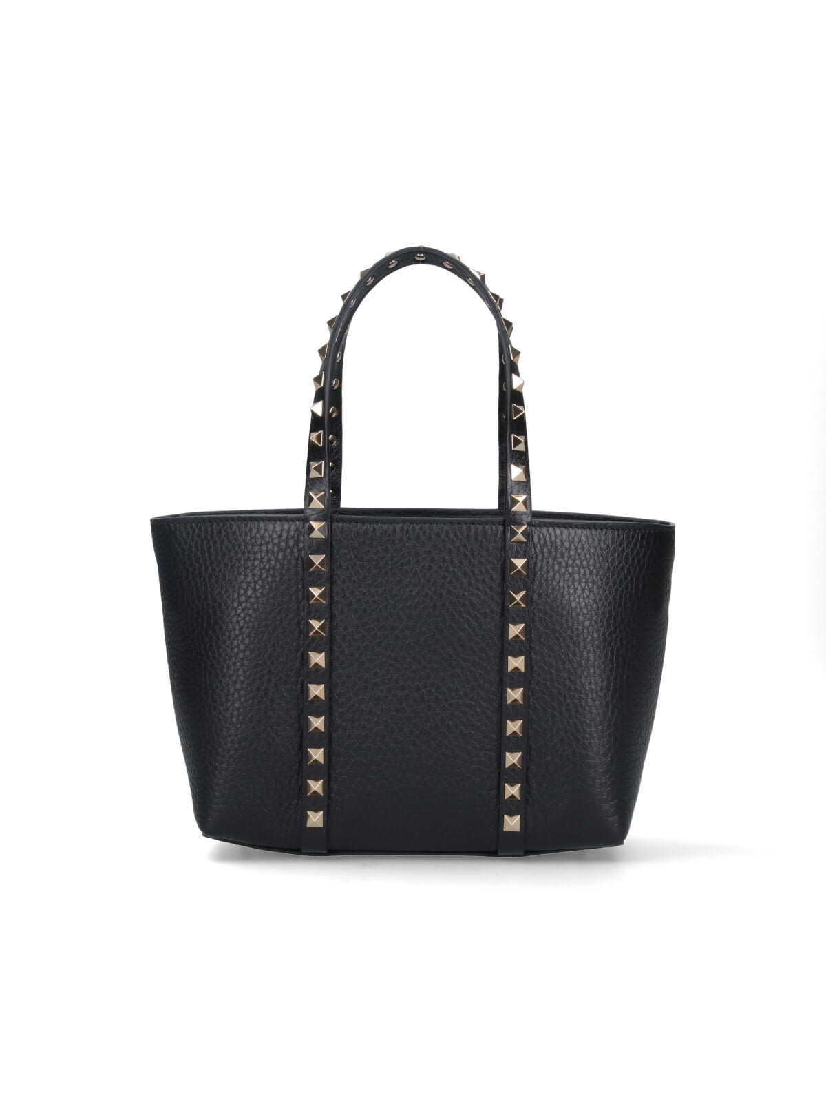 Valentino Garavani Rockstud Mini Tote In Hammered Leather In Black
