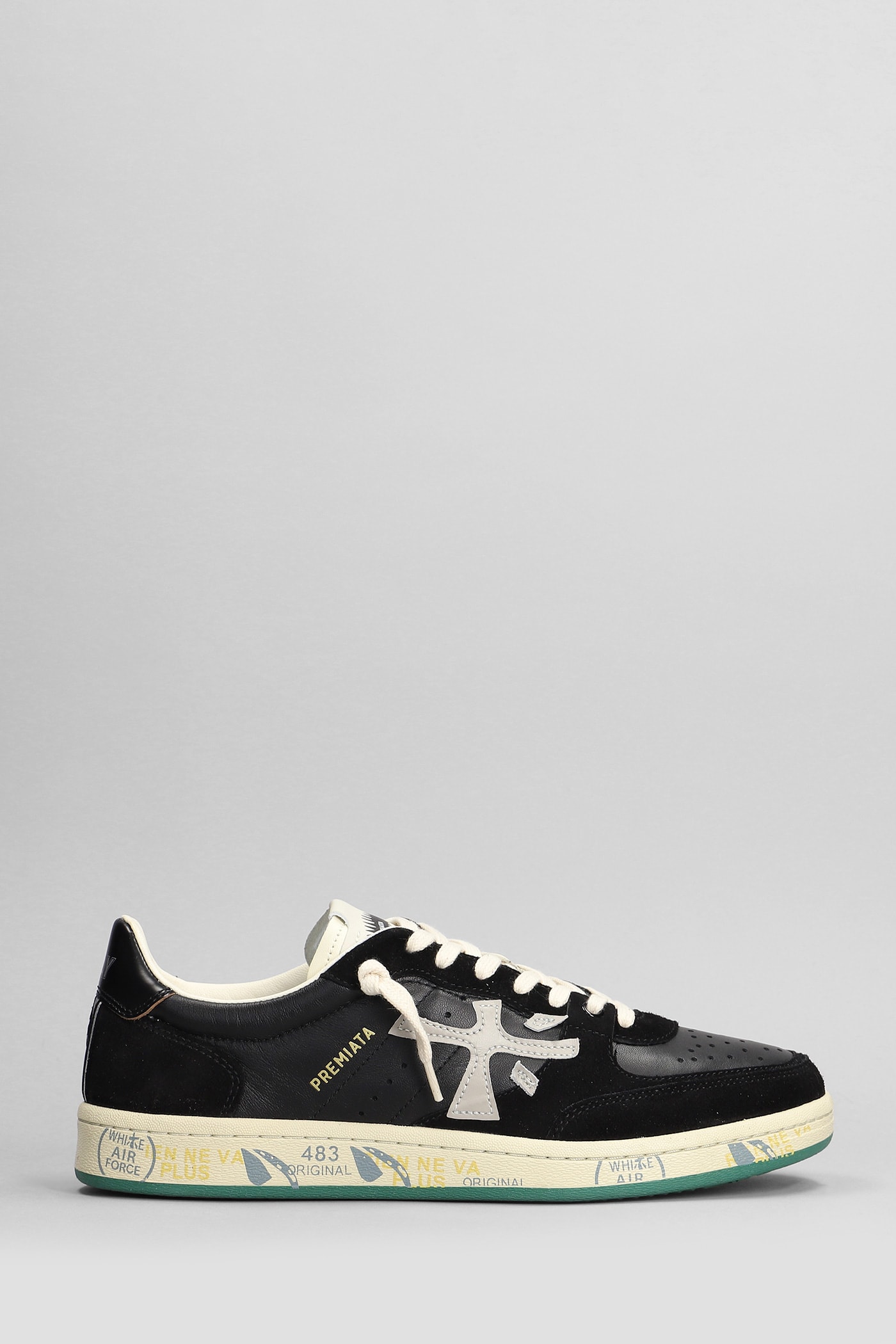 Shop Premiata Bskt Clay Sneakers In Black Suede And Leather
