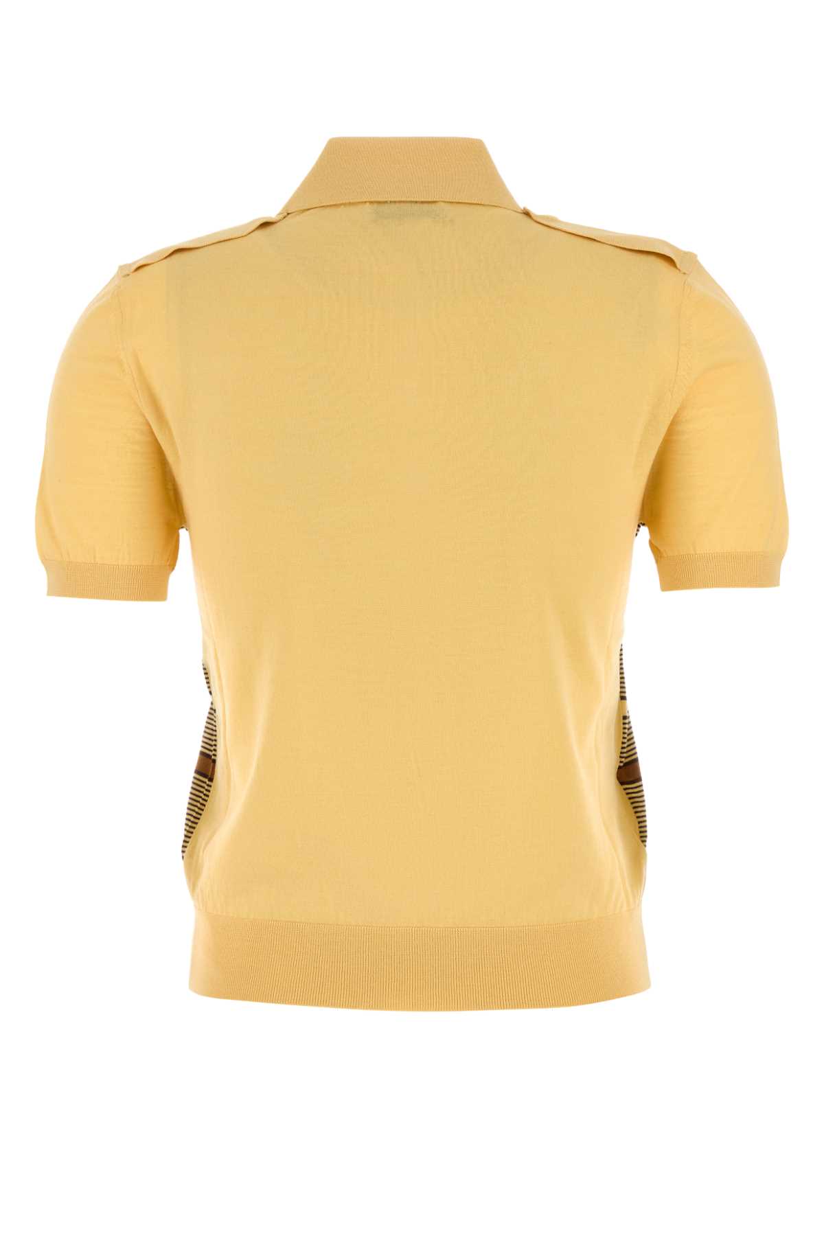 Miu Miu Striped Polo Shirt Chest Pocket In Yellow