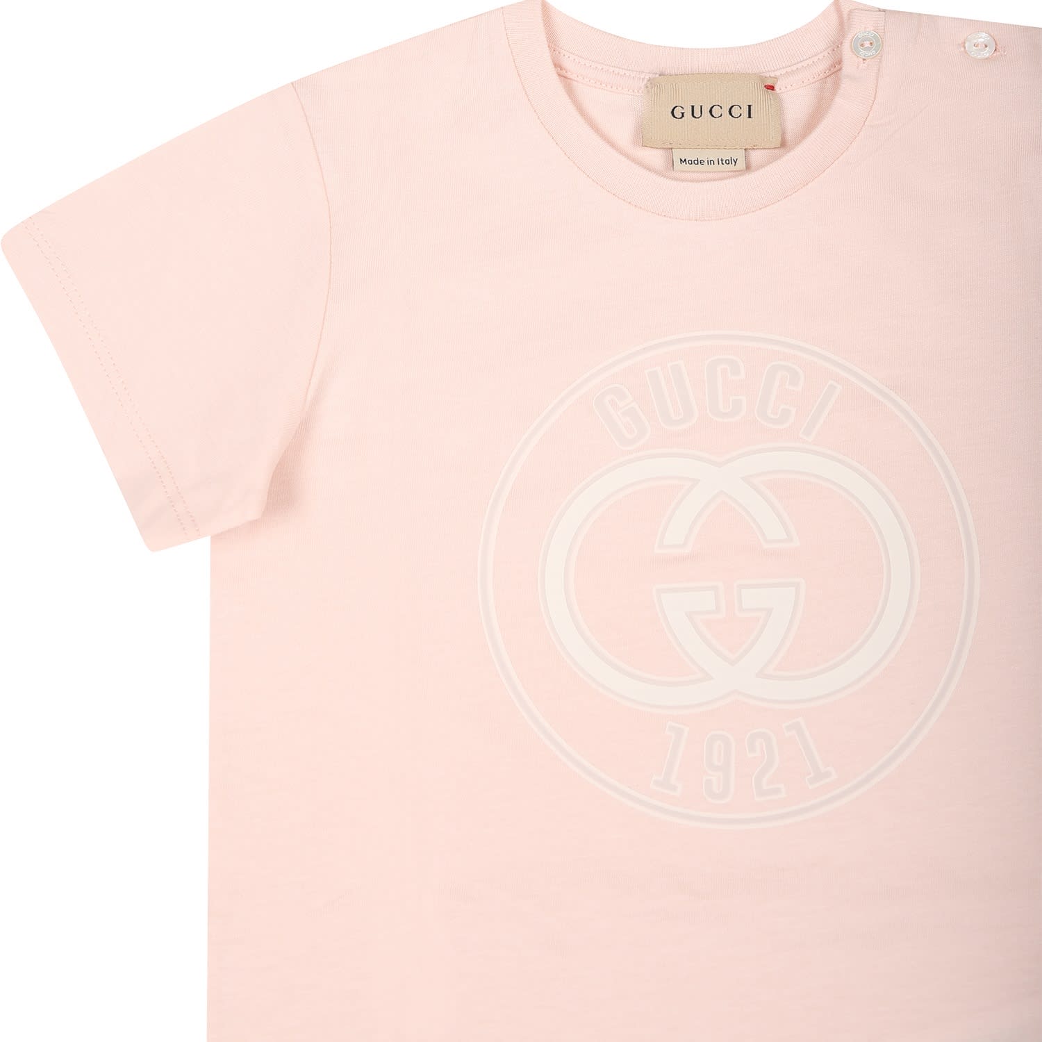 Shop Gucci Pink T-shirt For Baby Girl With Logo  1921
