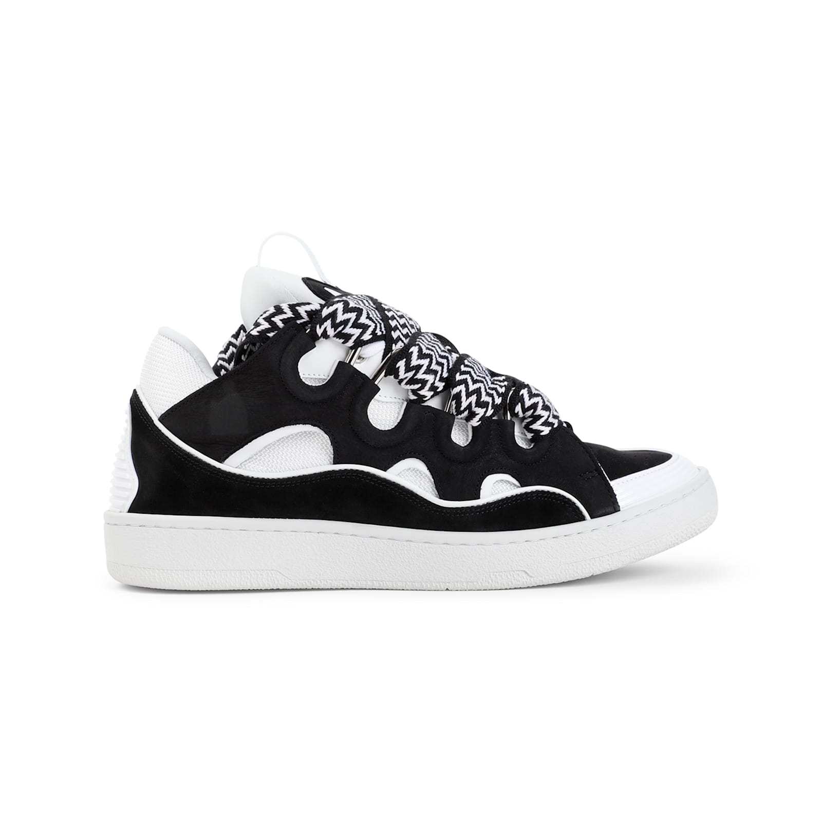 Lanvin Multicolor Leather And Fabric Curb Sneakers In Multi