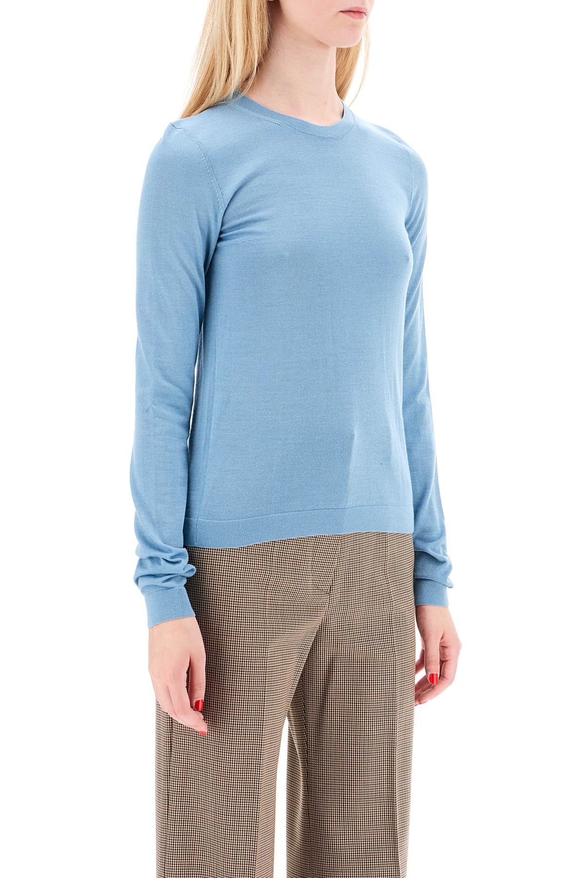 Shop Mrz Cashmere And Silk Blend Sweater In Celeste Polvere (light Blue)