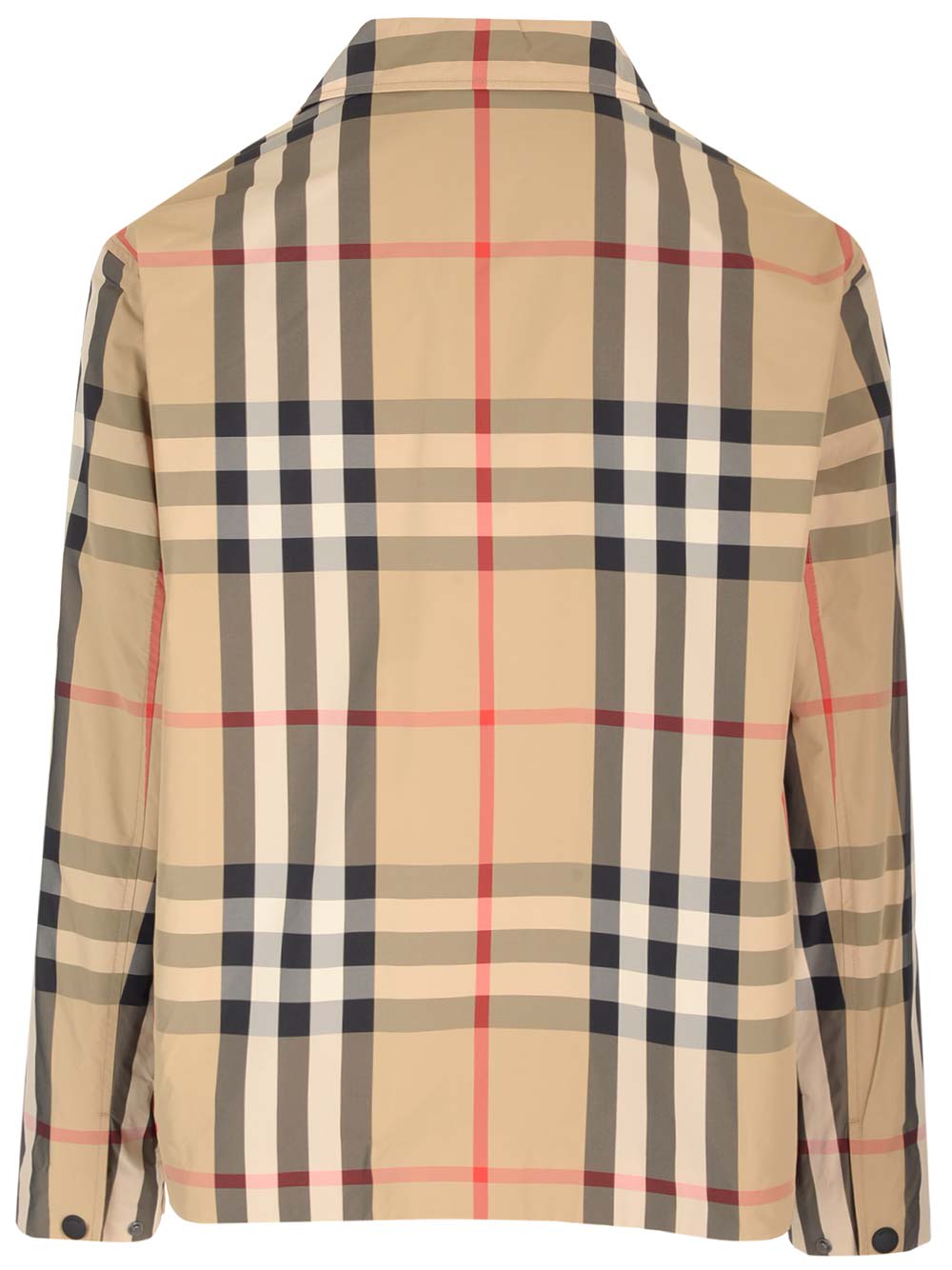 Shop Burberry Check Nylon Jacket In Beige