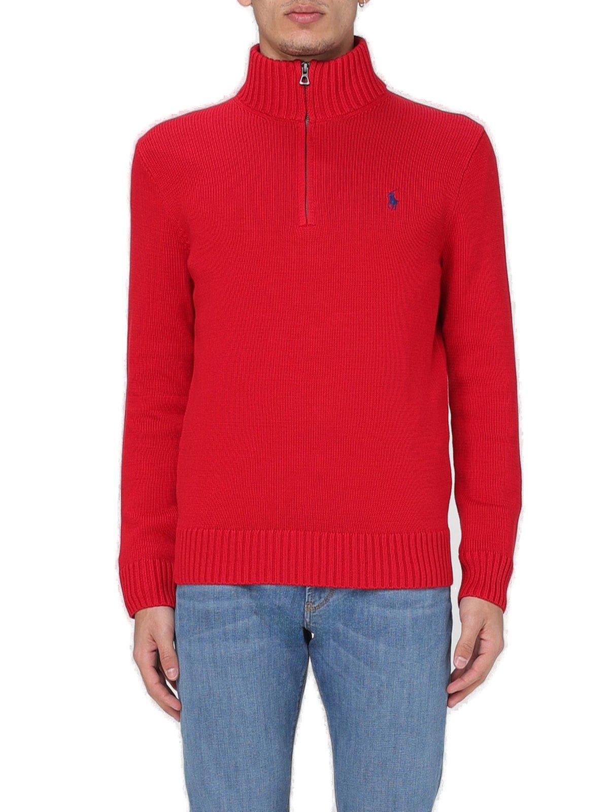 Shop Polo Ralph Lauren Polo Pony-embroidered Knitted Pullover  In Red