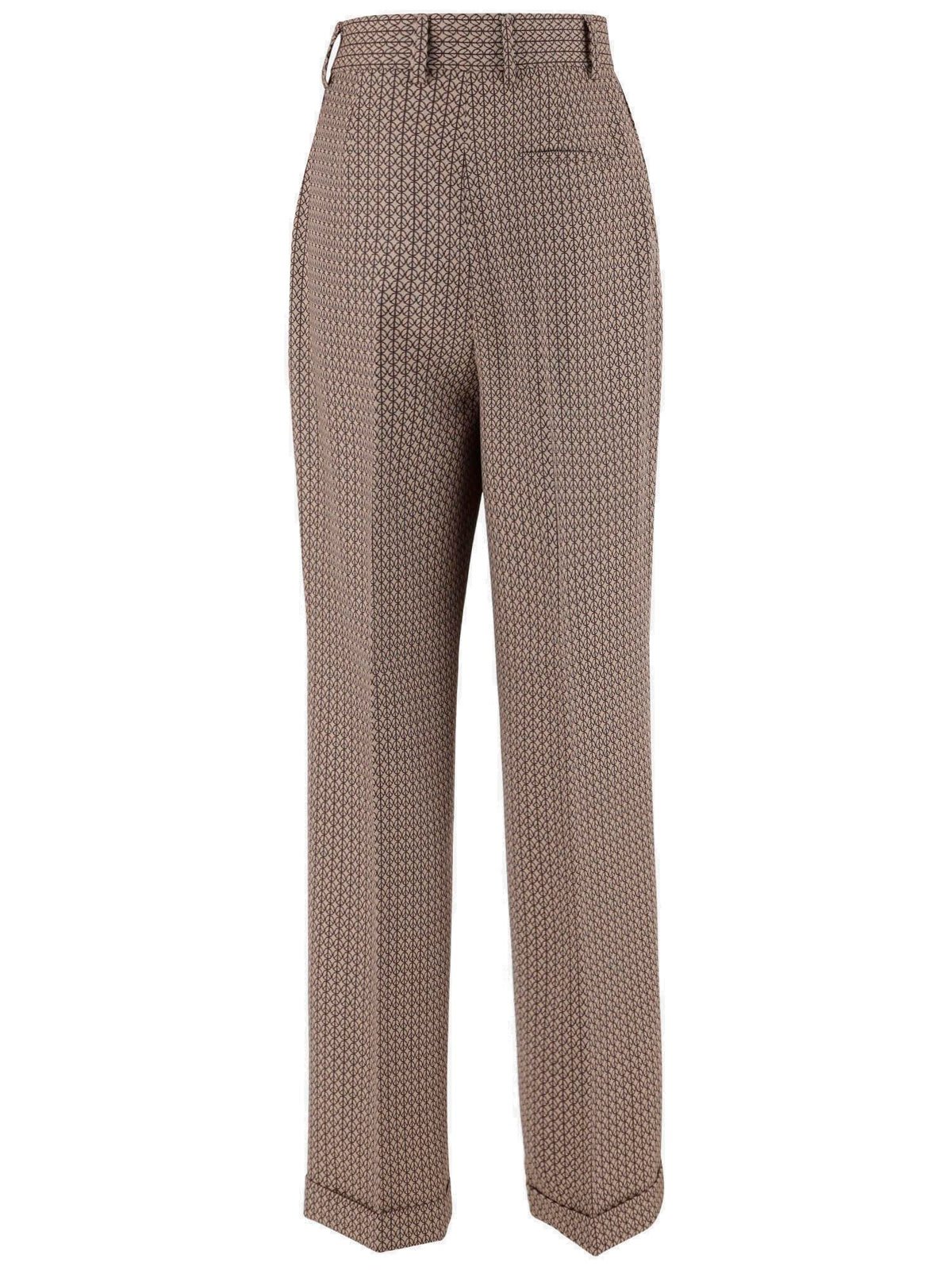 Moschino Geometric Printed High Waist Pants In Fantasia Beige