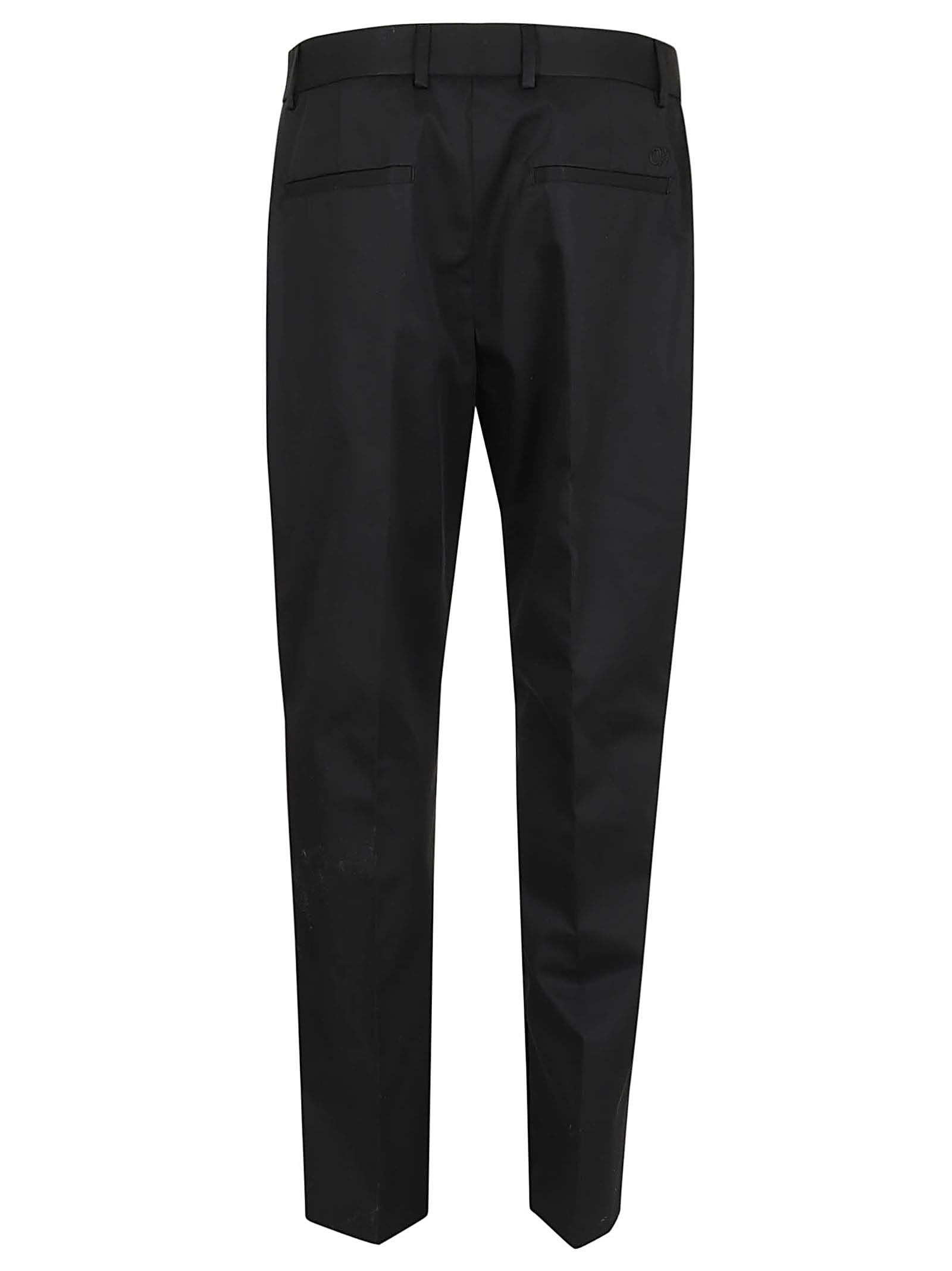 Off-white Wool Slim Zip Pants In Black Black