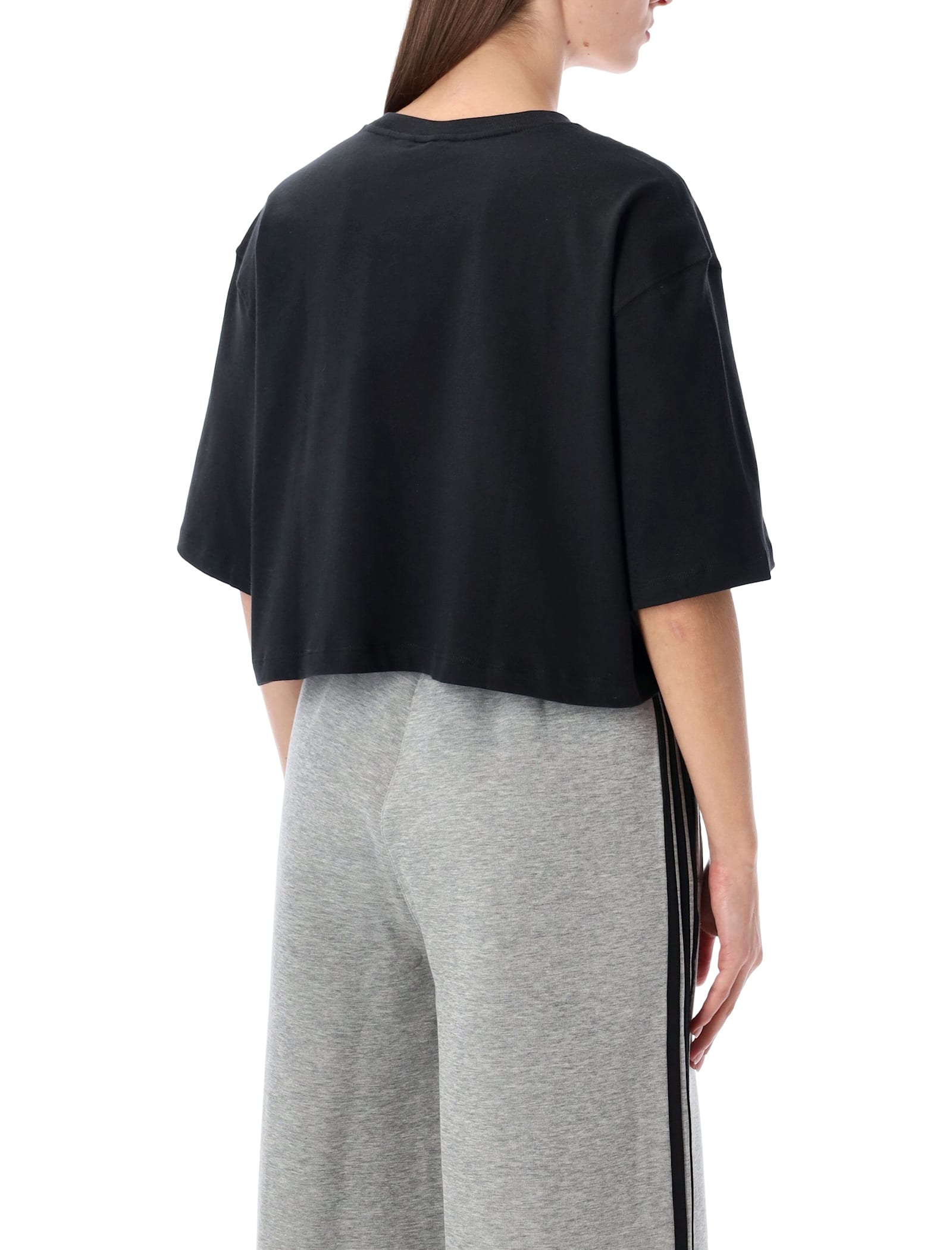 Adidas Originals Black Essentials Cropped T-shirt In Black