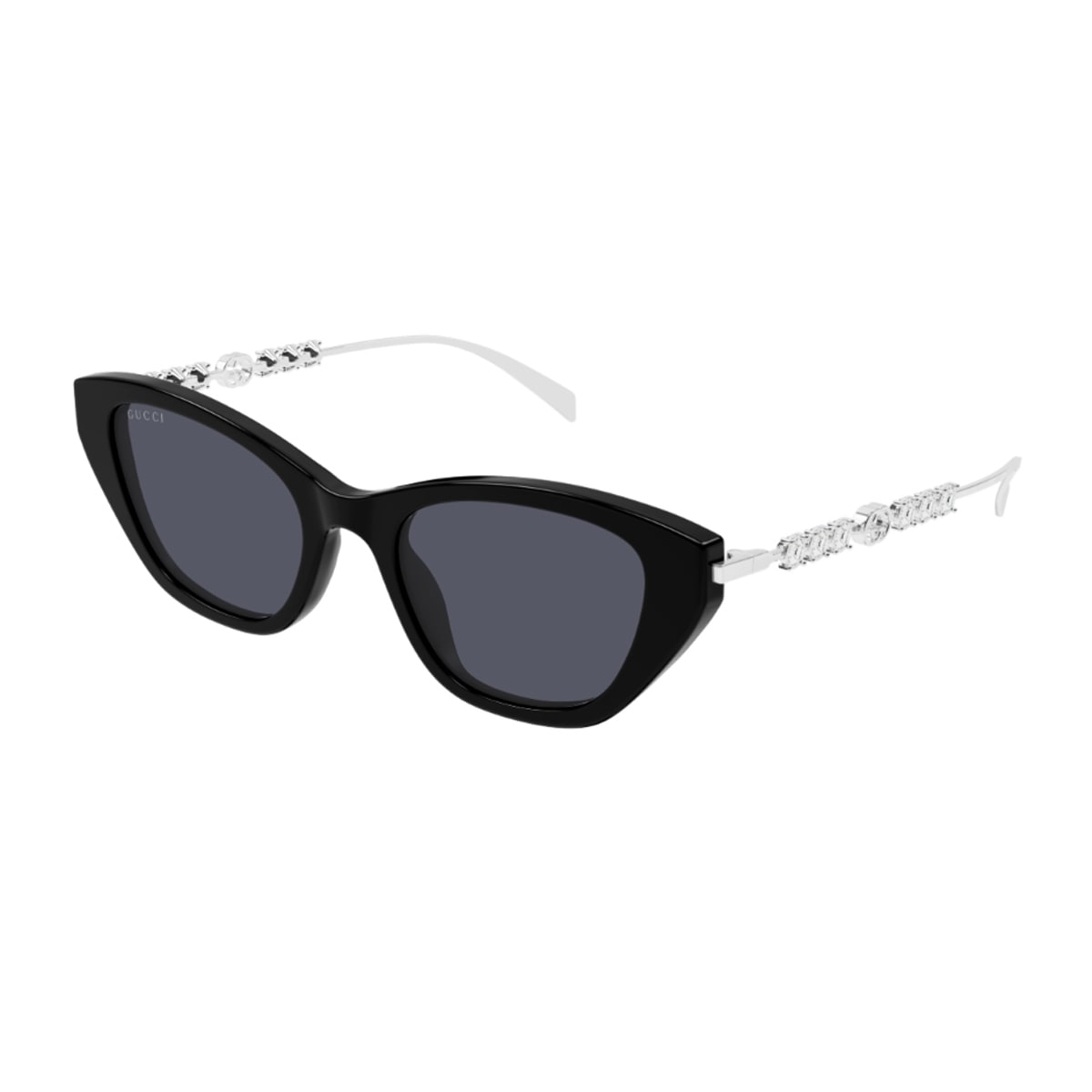 Gucci Gg1968s Linea Emblem 002 Black Silver Grey Sunglasses In Black