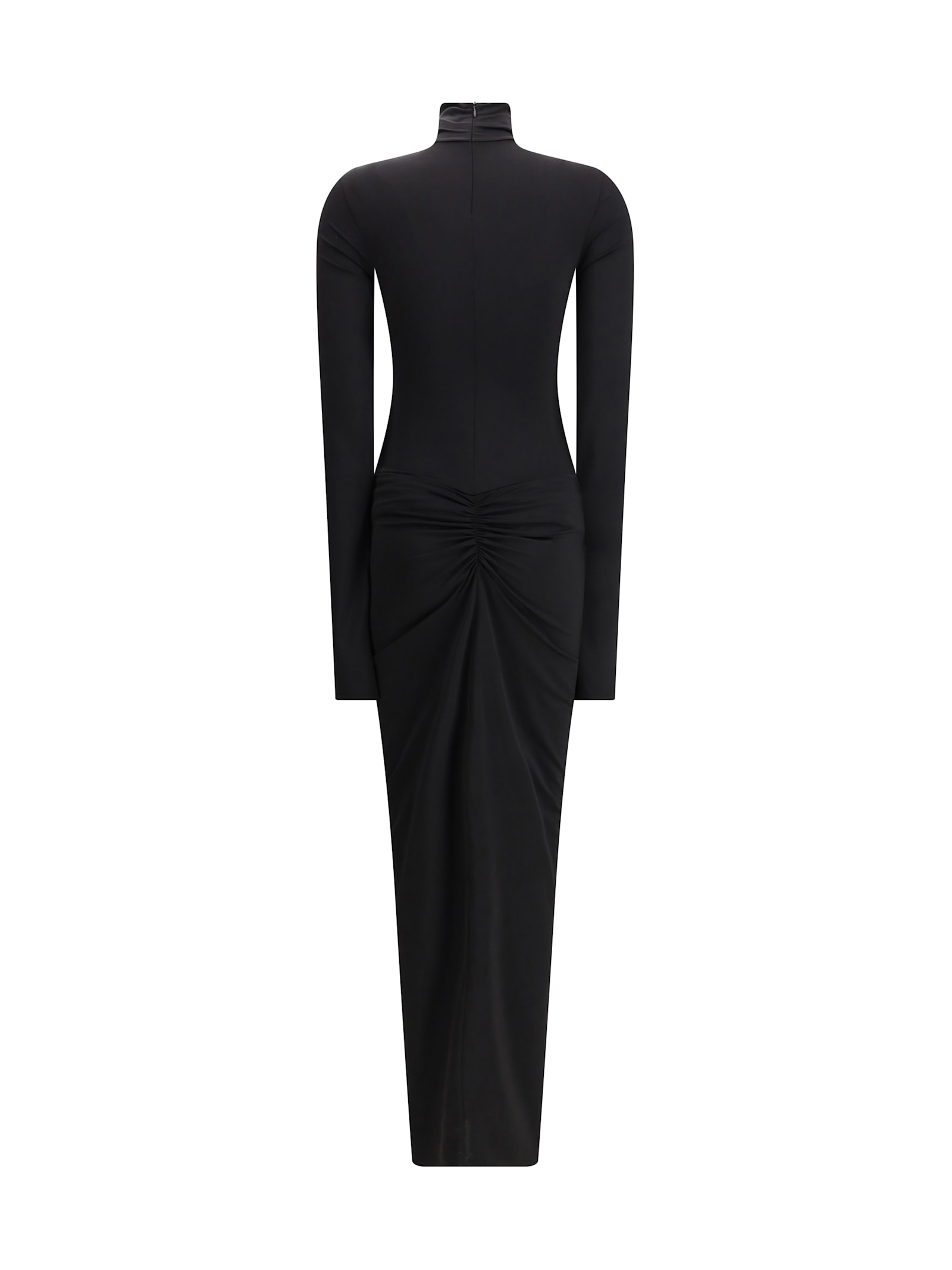The Andamane Turtleneck Gathered Warwick Dress In Black