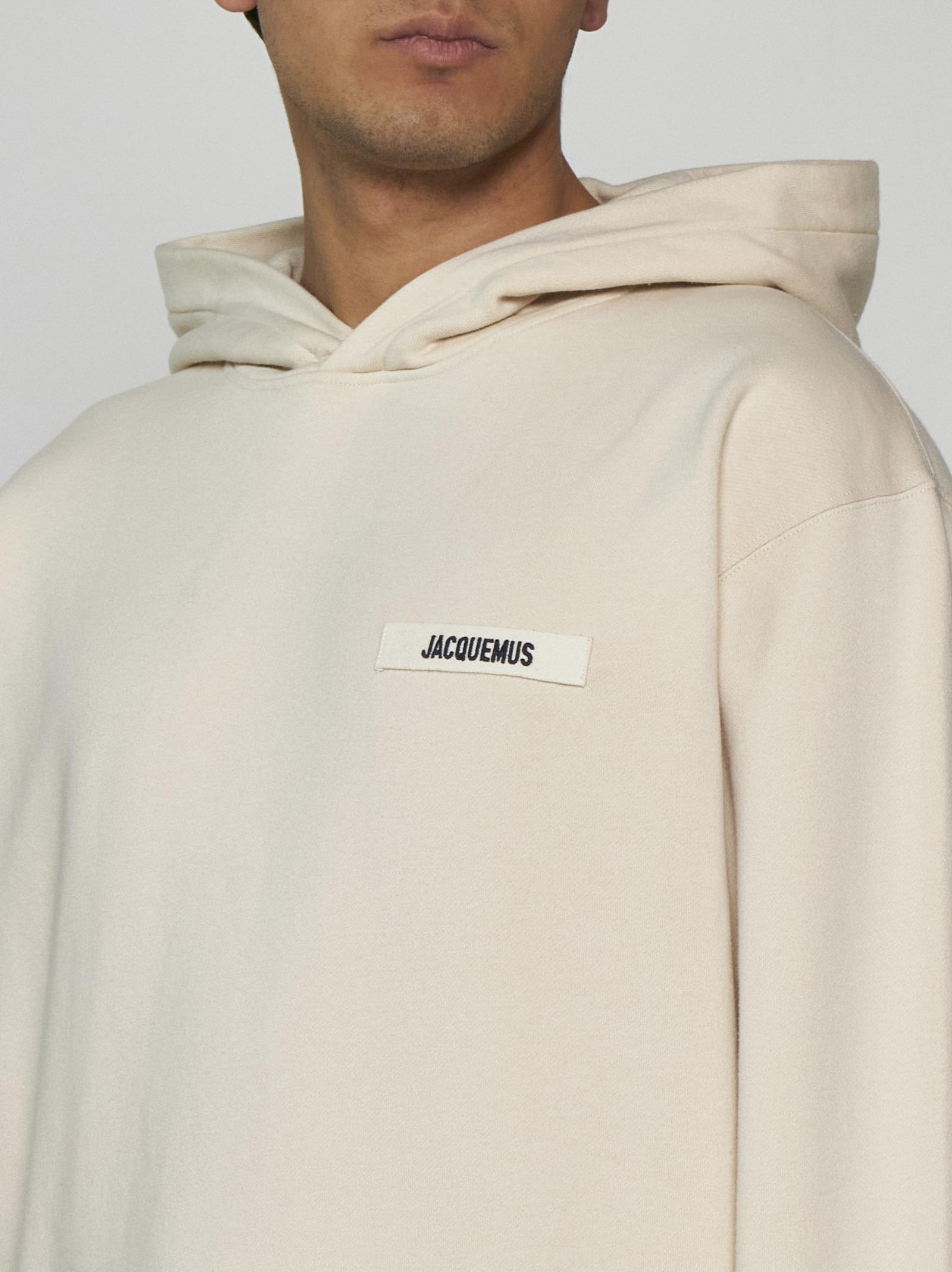 Shop Jacquemus Gros Grain Cotton Hoodie In Beige