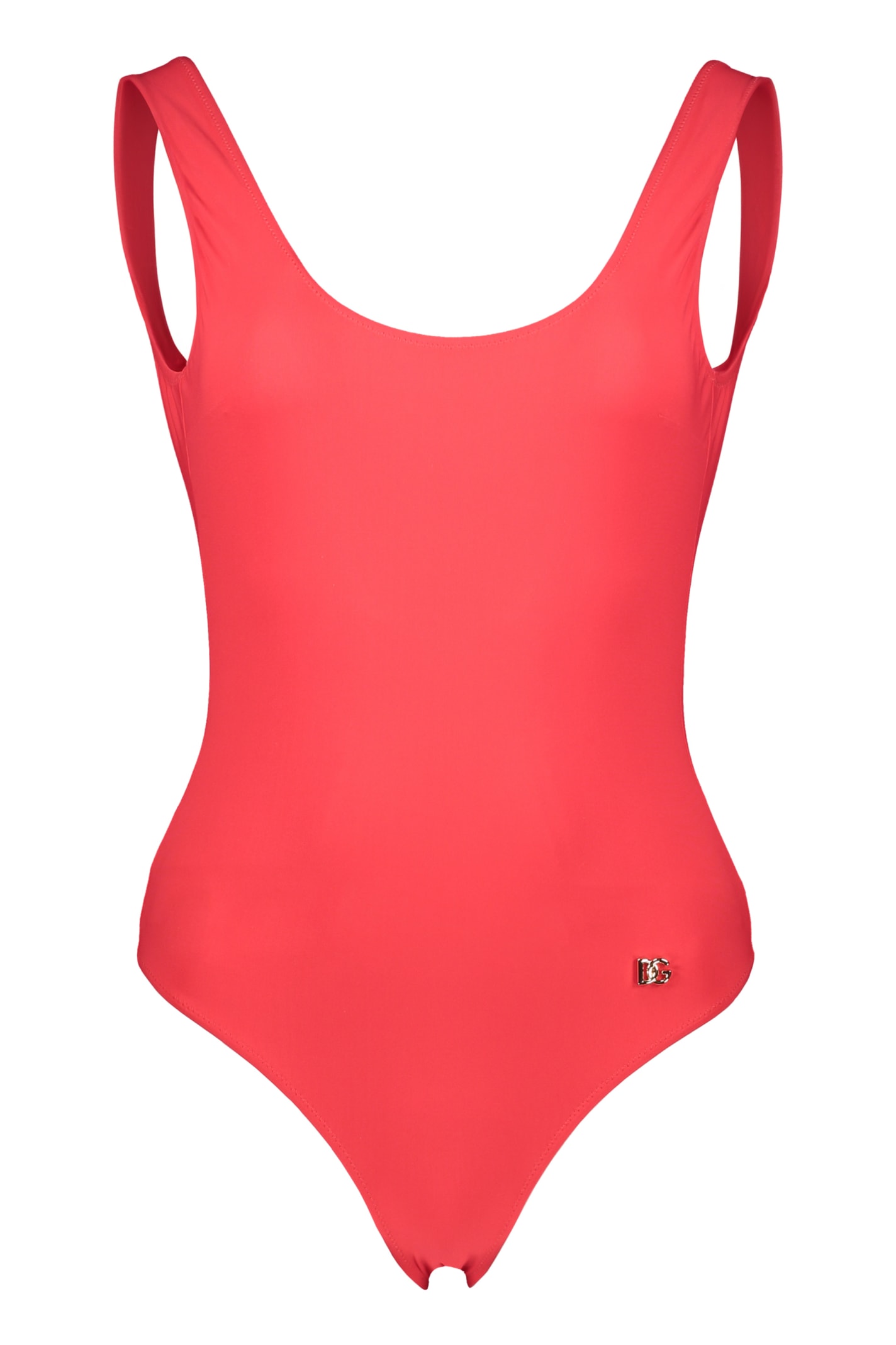 Shop Dolce & Gabbana One-piece Swimsuit In Coral