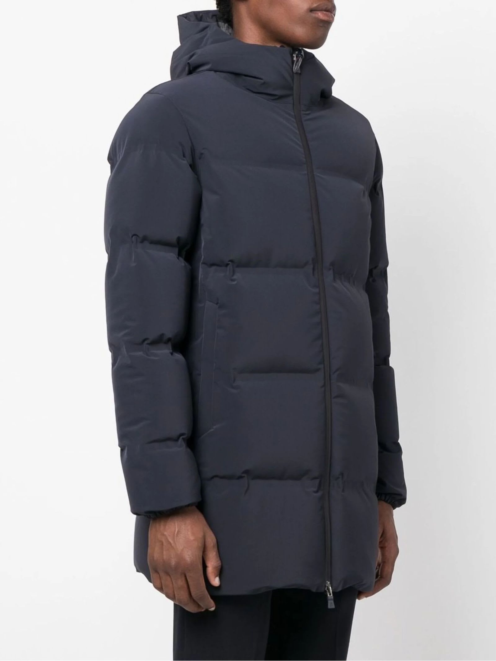 Shop Herno Midnight Blue Feather Down Coat