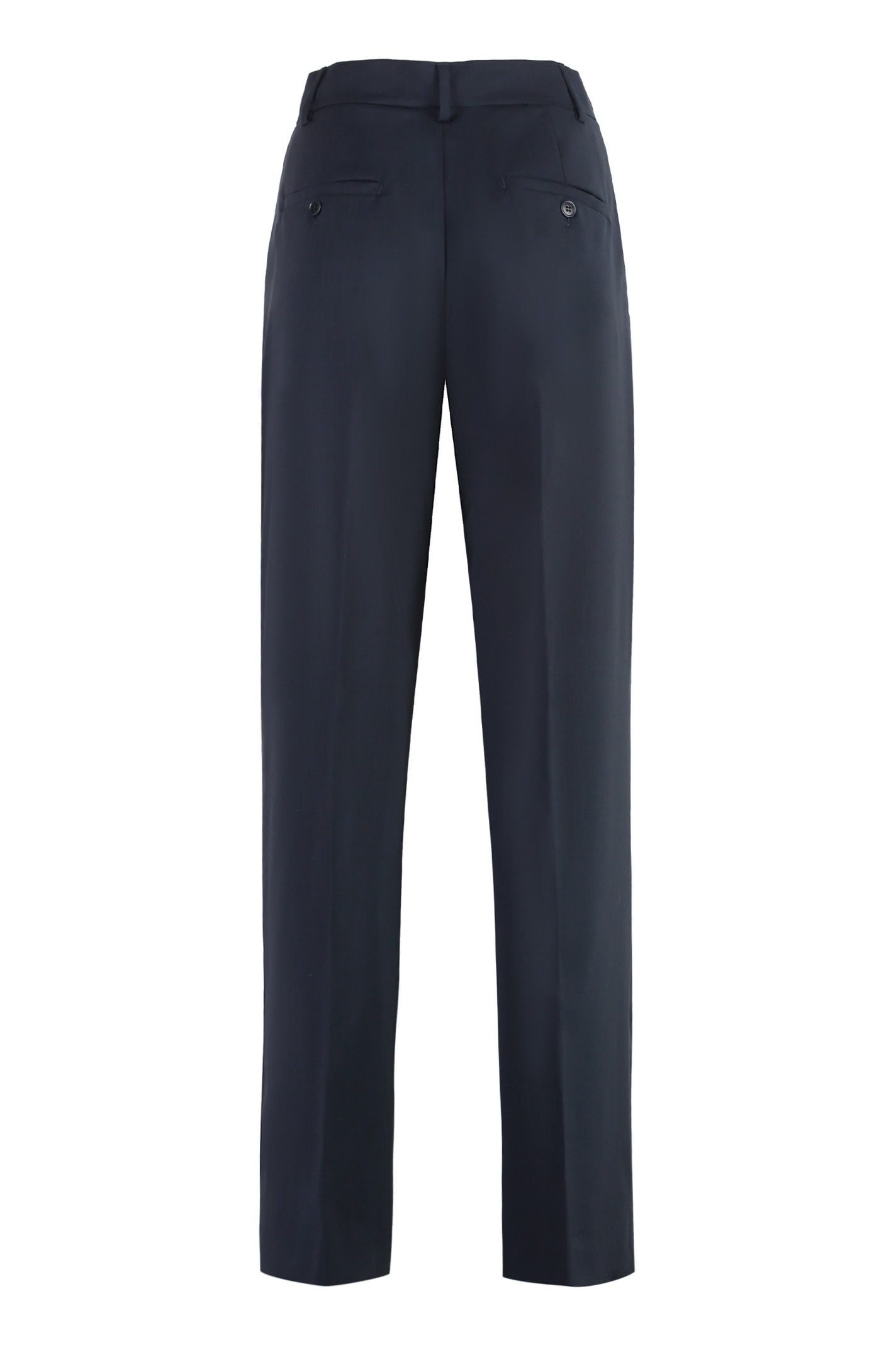 Shop Weekend Max Mara Visivo Virgin Wool Trousers In Blue