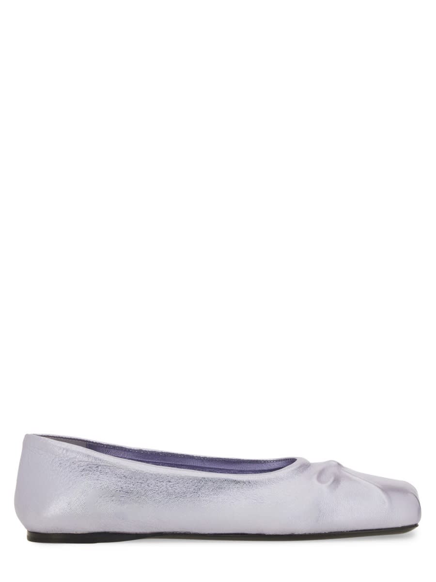 Shop Marni Lillte Bow Ballet Flats In Silver