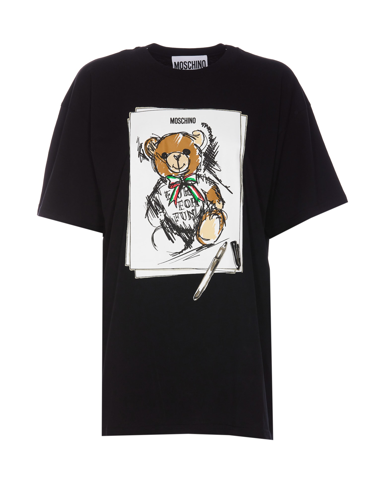 Shop Moschino Drawn Teddy Bear T-shirt In Black