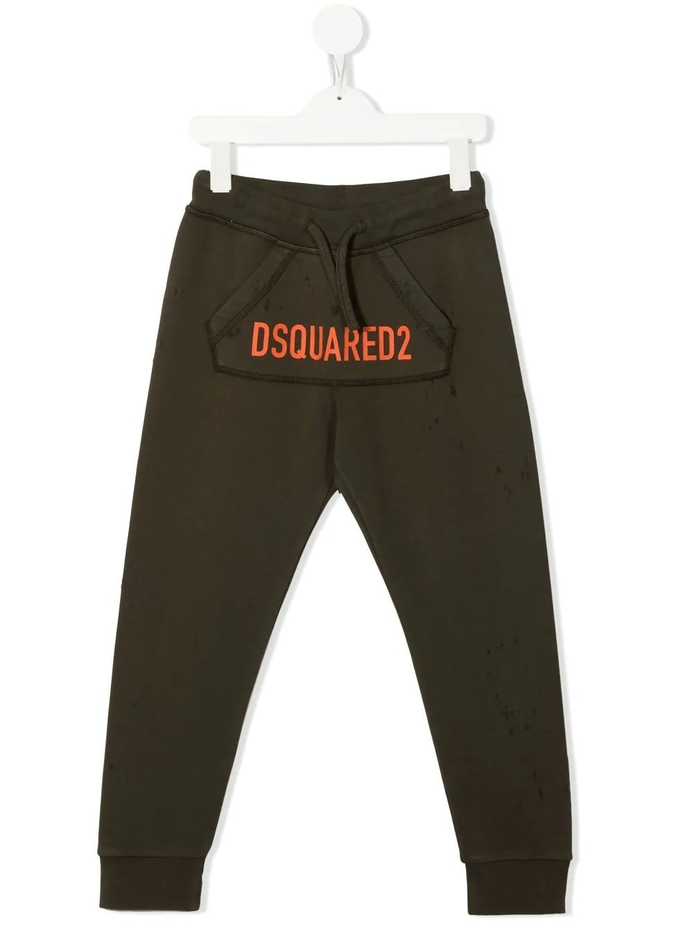 DSQUARED2 KIDS MILITARY GREEN JOGGERS WITH FRONT LOGO