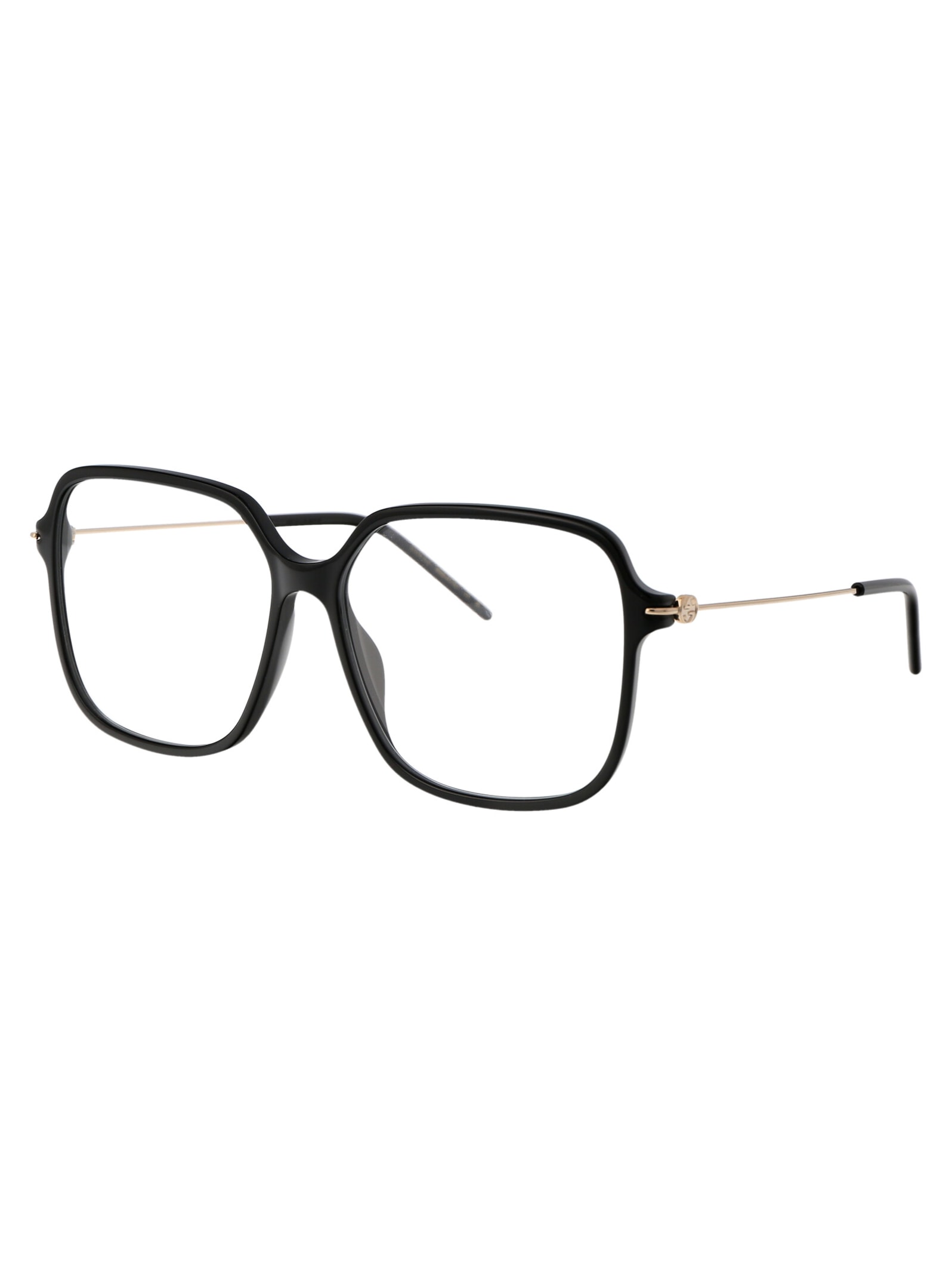 Shop Gucci Gg1271o Glasses In 001 Black Gold Transparent