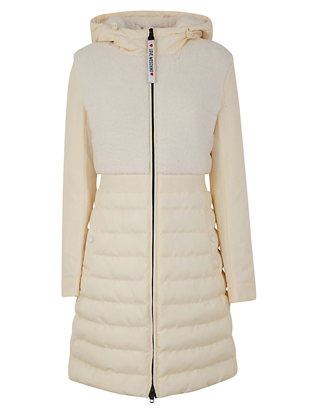 Love Moschino Long Coat In Cream White