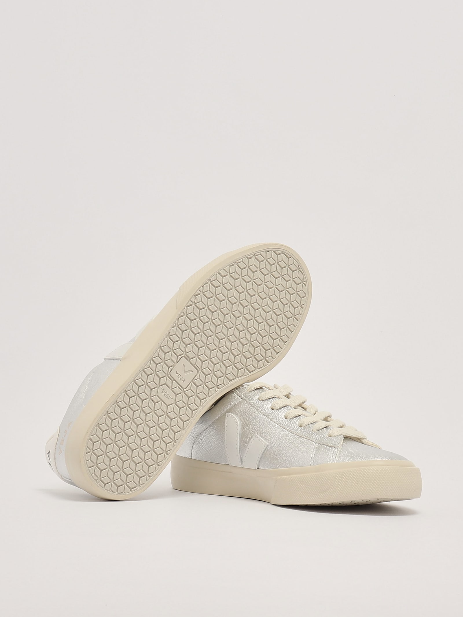 Veja Volley Leather Sneakers Color Silver In Silver