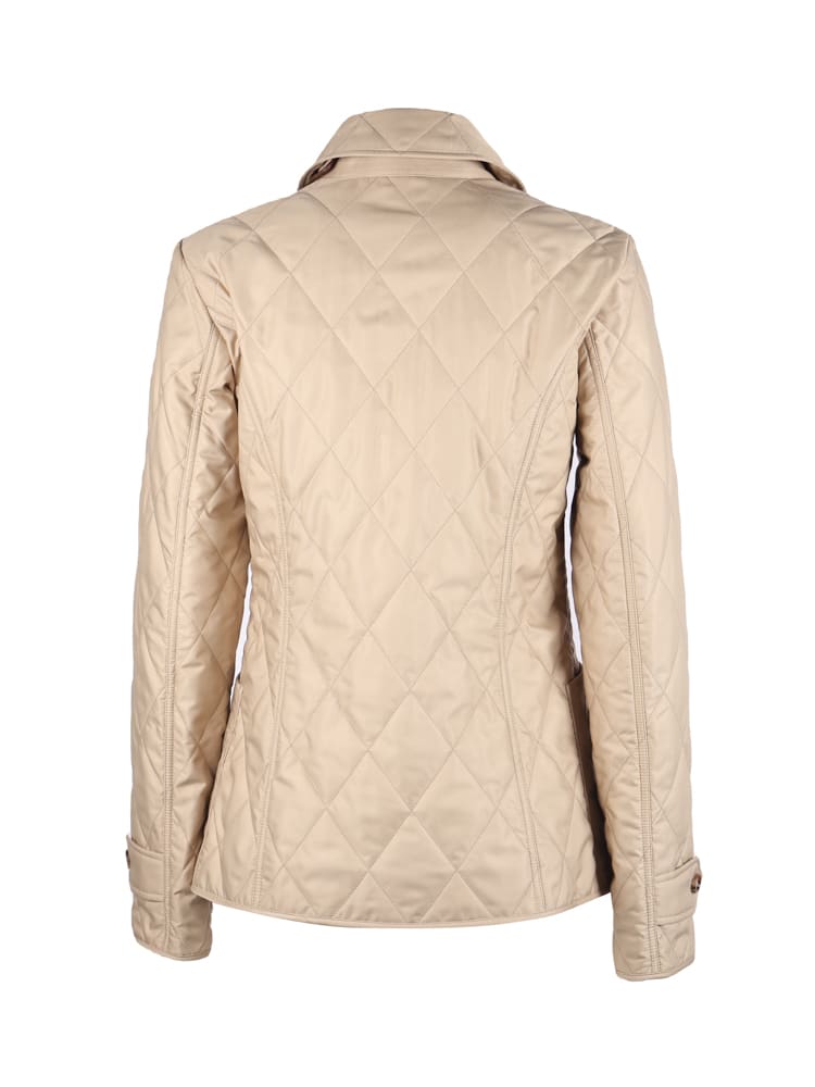 Shop Burberry Diamond Quilted Jacket In Beige