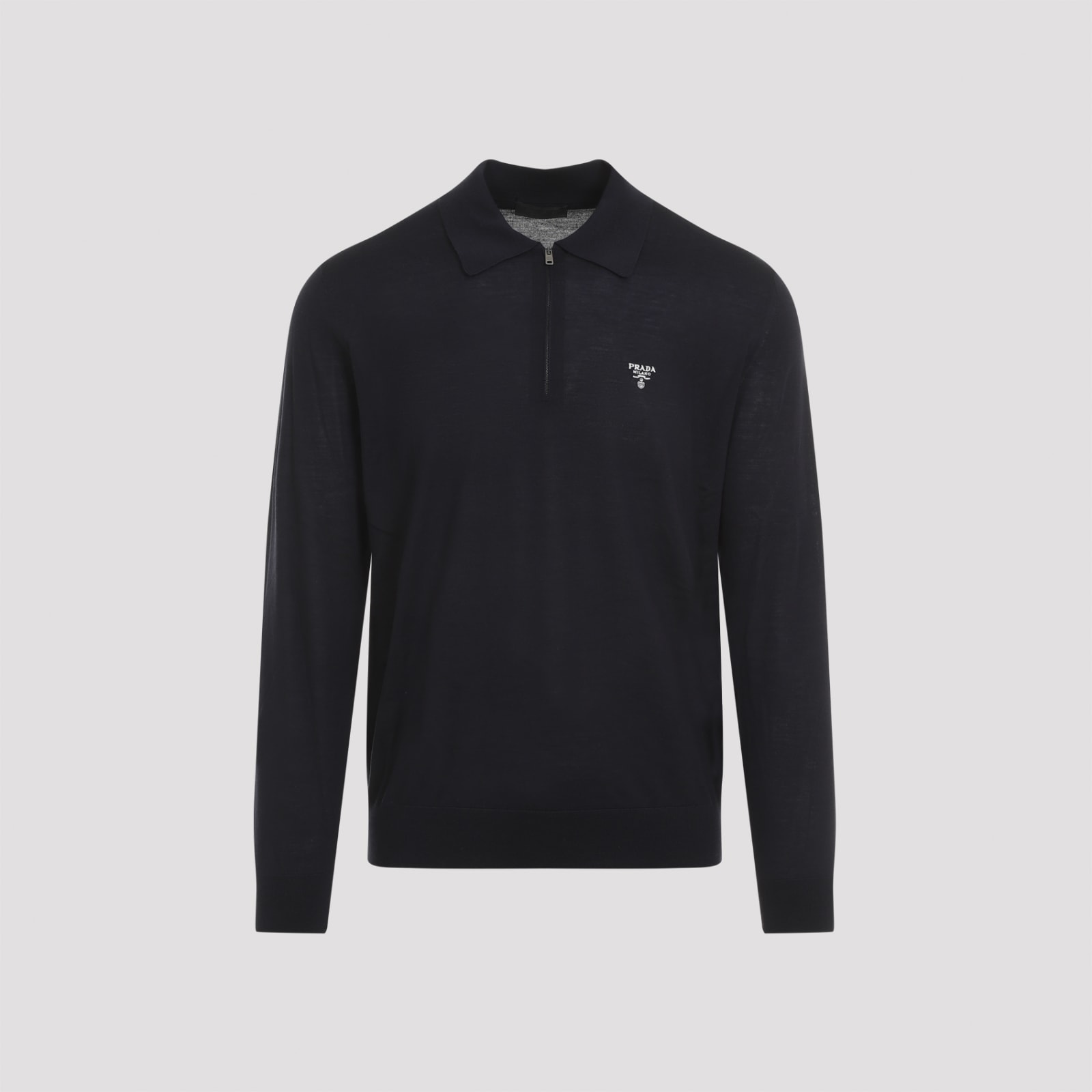 Shop Prada Wool Polo In Blue