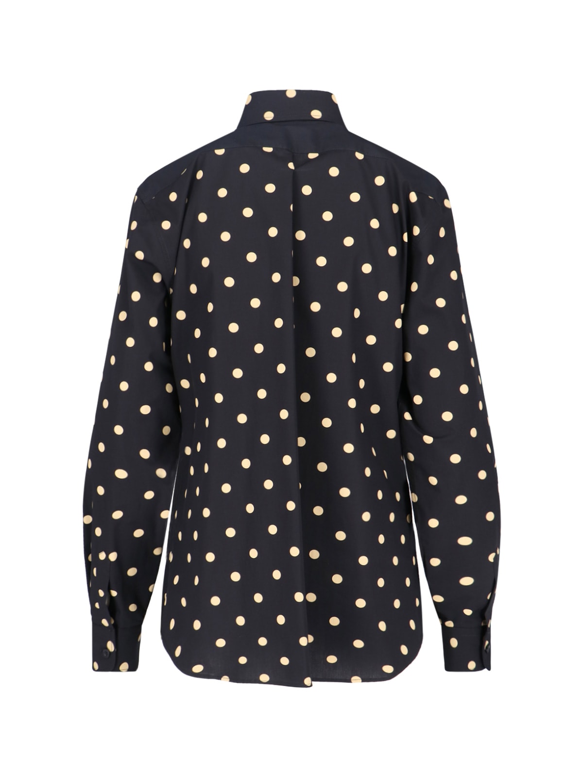 Moschino Long Sleeve Polka Dot Collared Top In Black