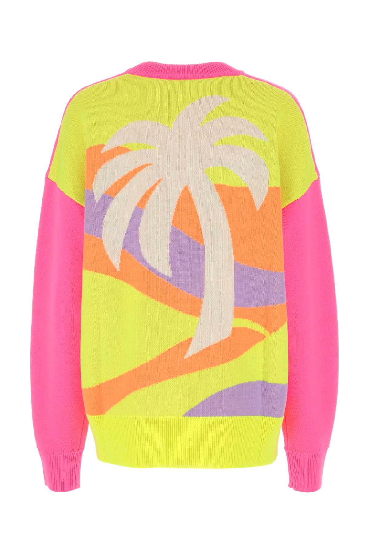 Palm Angels Multicolor Wool Oversize Sweater In Fuchsiamulticolo