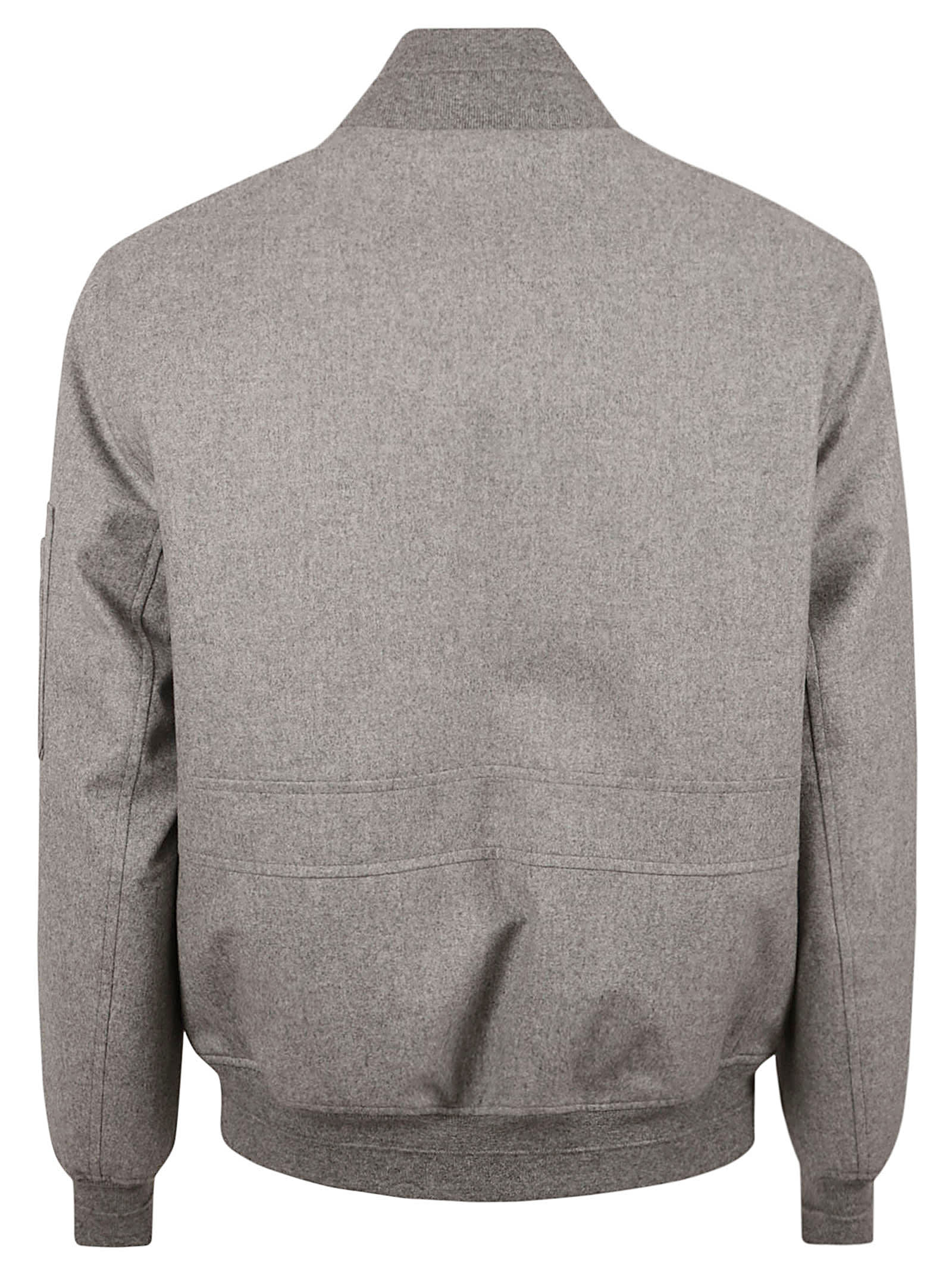 Shop Brunello Cucinelli Side Zip Bomber In Light Grey/blue