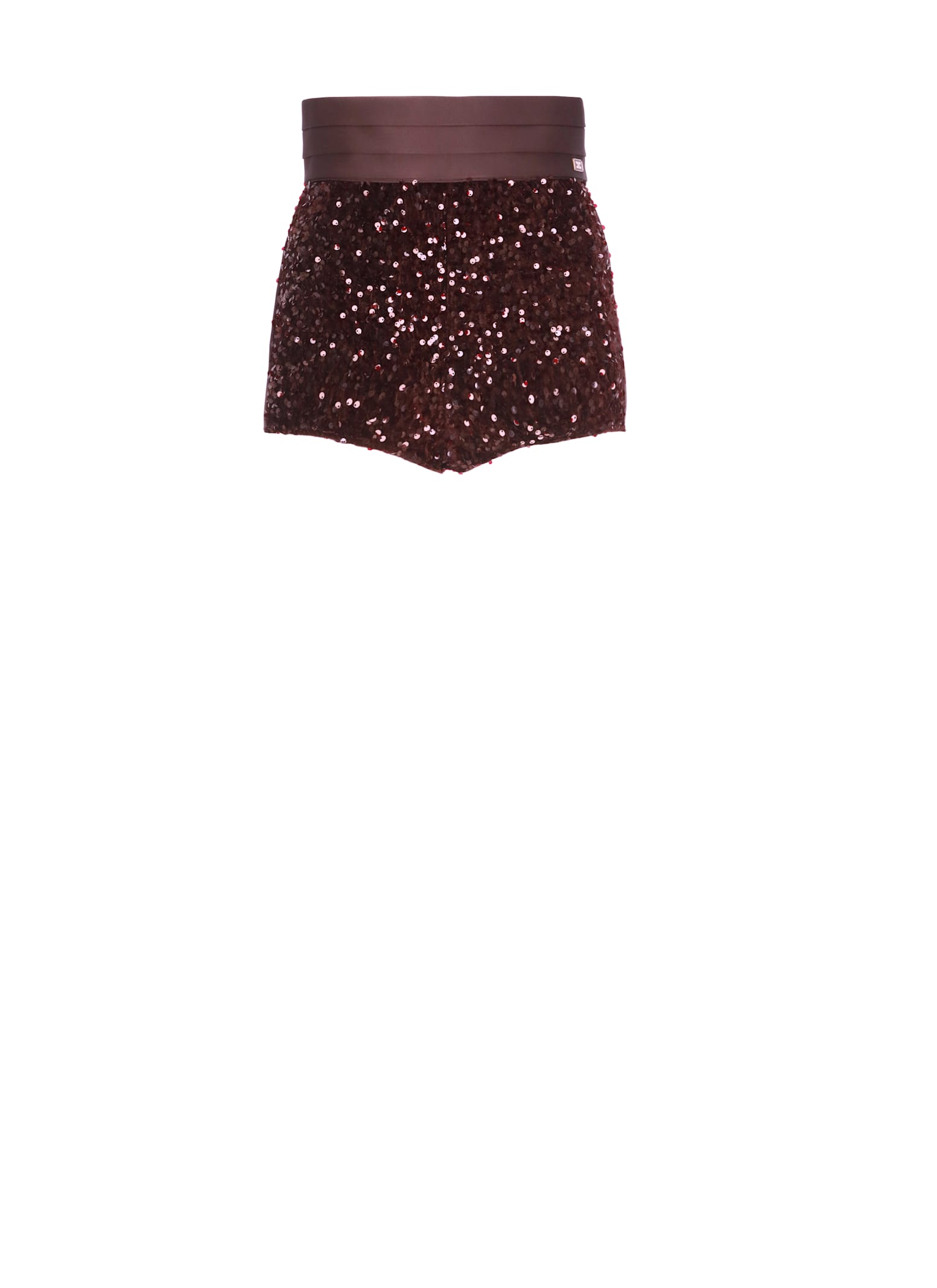 Elisabetta Franchi Sequin-embellished Shorts In Burgundy