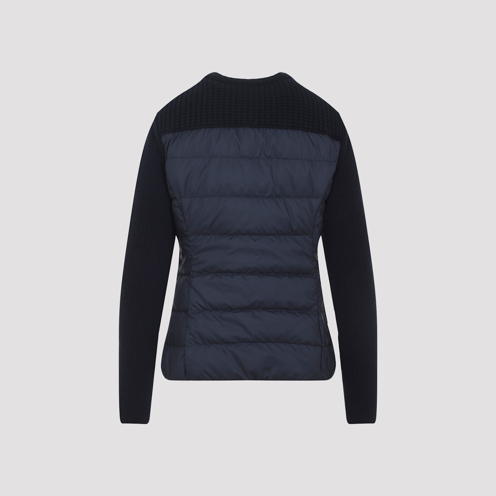 Moncler Textured Knit And Quilted Virgin Wool Jacket In Black