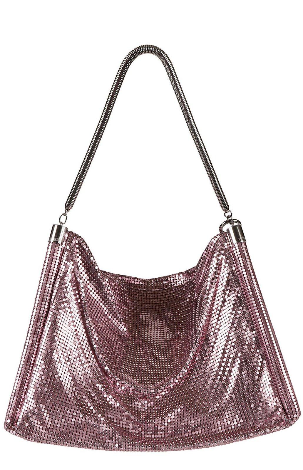 Rabanne Metallic Zipped Shoulder Bag In Peony/pink