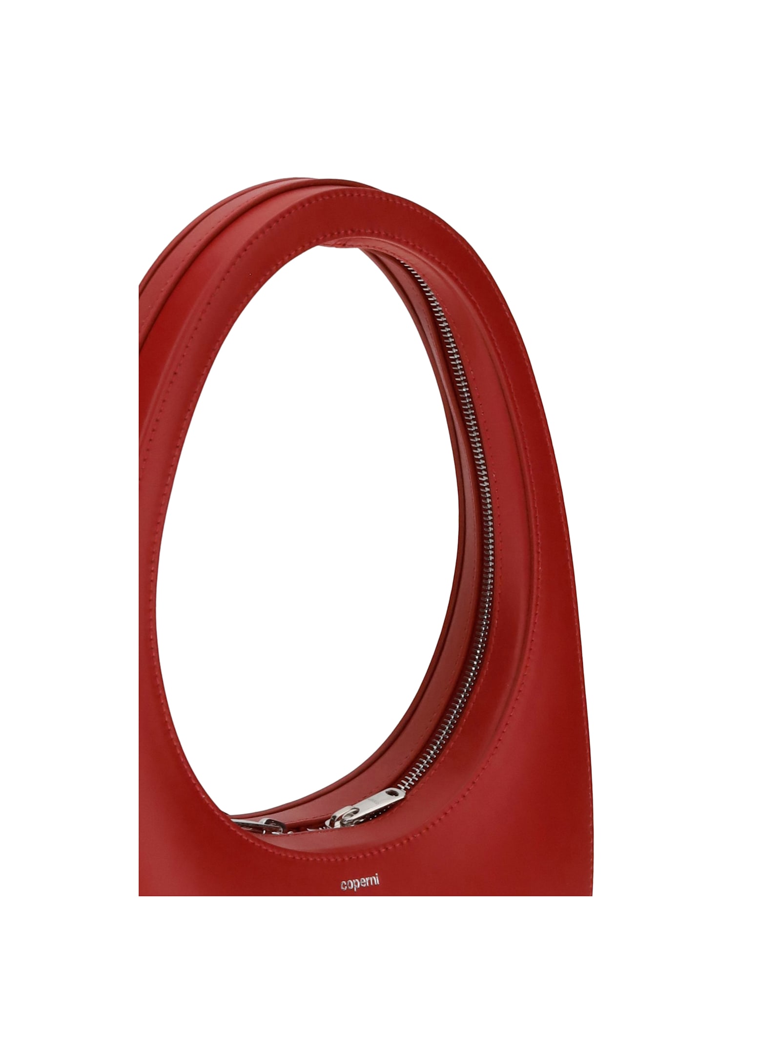 Coperni Swipe Oval-frame Zip Shoulder Bag In Red