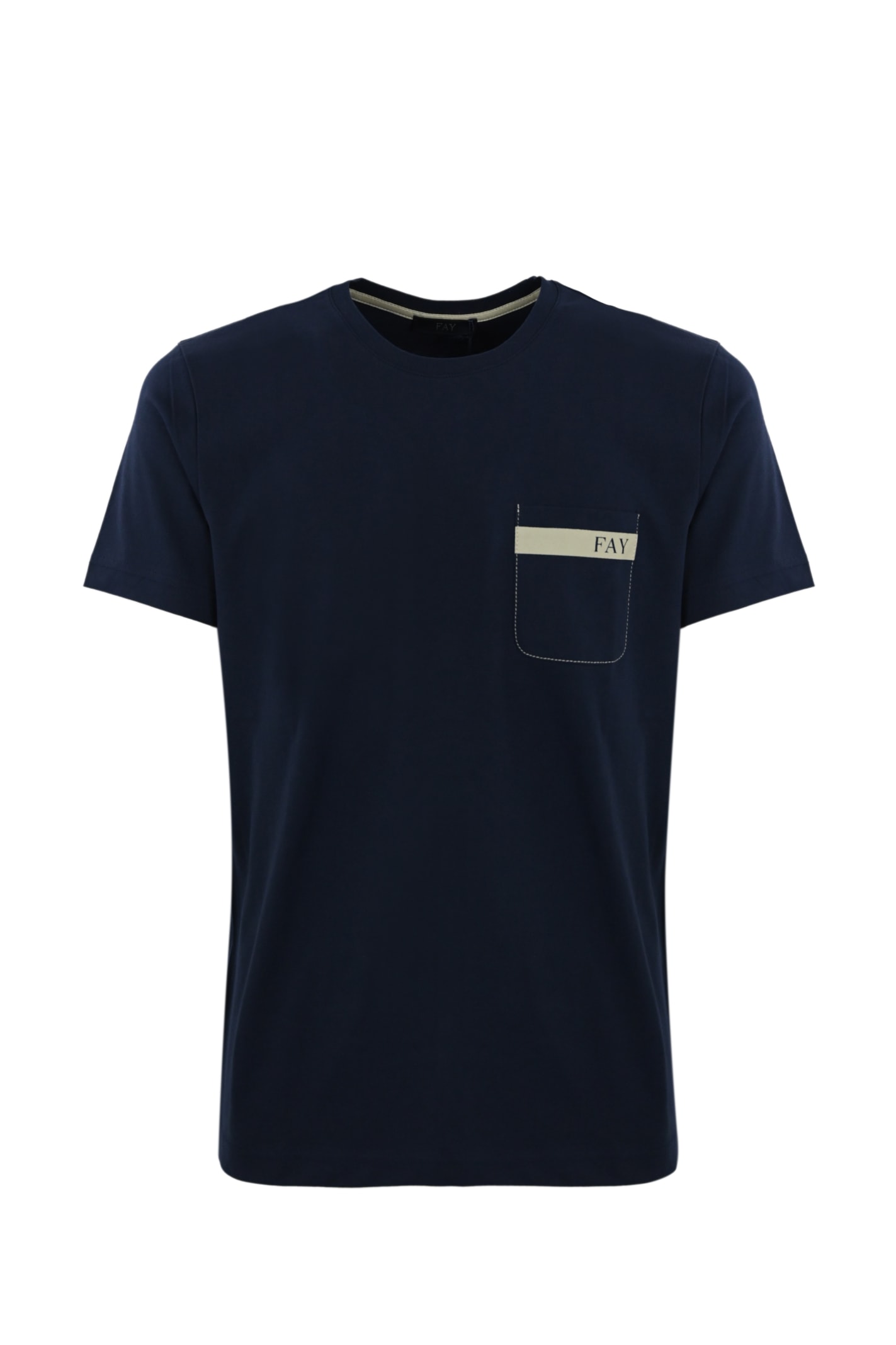 Shop Fay Cotton T-shirt With Pocket In Blu