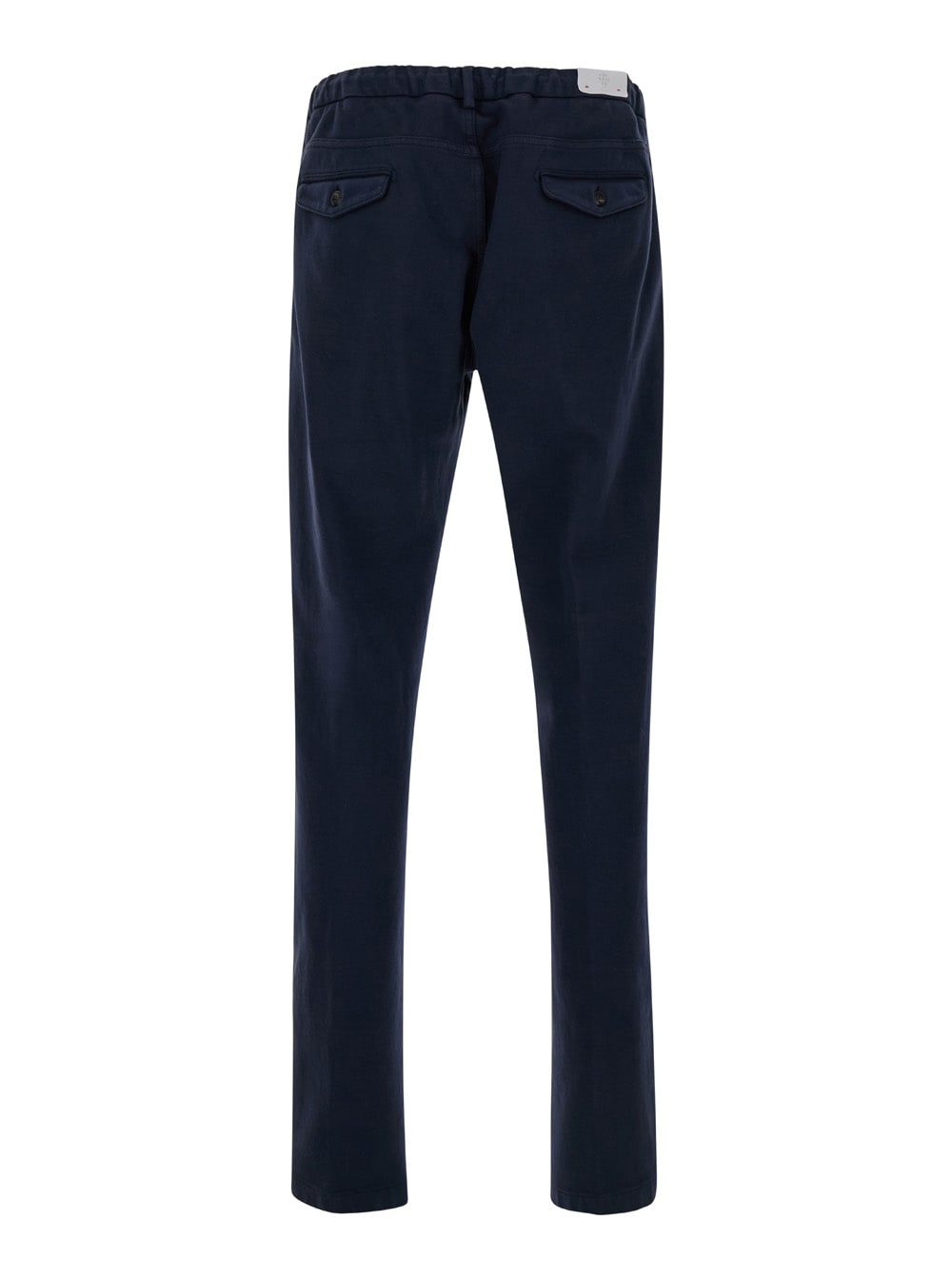 Shop Eleventy Blue Jogger Pants With Drawstring In Stretch Cotton Man